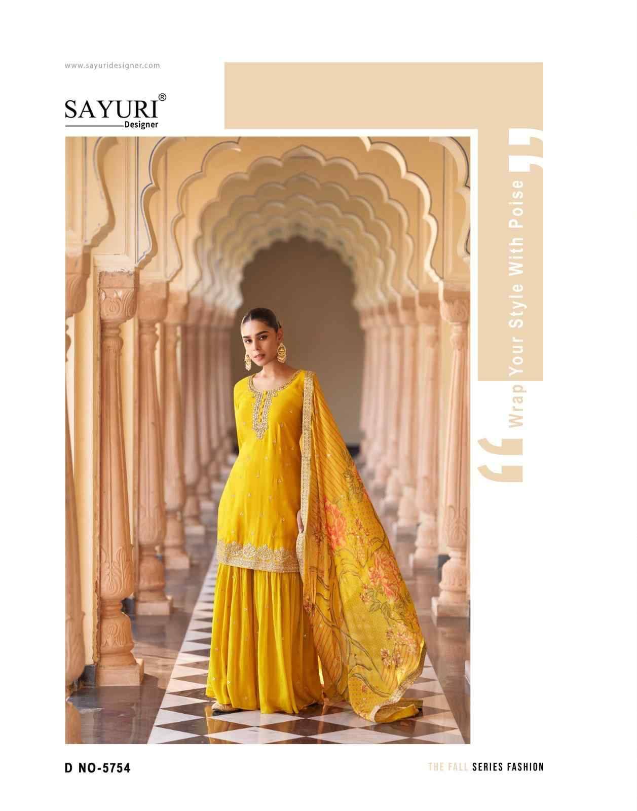 Savera By Sayuri 5753 To 5756 Series Designer Sharara Suits Collection Beautiful Stylish Fancy Colorful Party Wear & Occasional Wear Pure Chinnon Silk Dresses At Wholesale Price