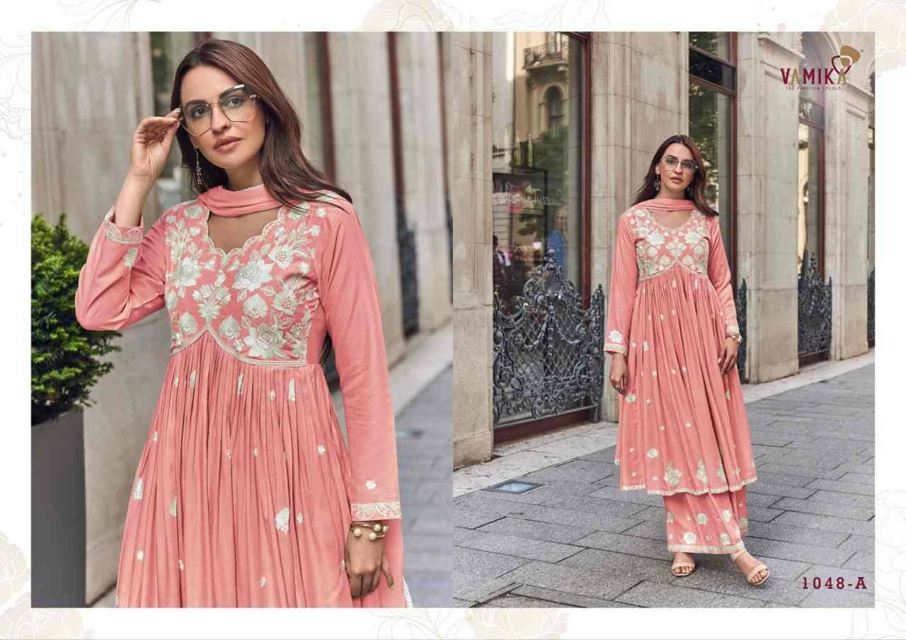 Lakhnavi Vol-8 Silver By Vamika 1048-A To 1048-D Series Beautiful Stylish Sharara Suits Fancy Colorful Casual Wear & Ethnic Wear & Ready To Wear Pure Rayon Printed Dresses At Wholesale Price