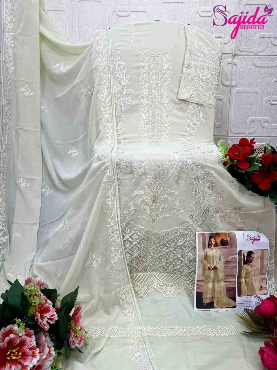 Roheenaz By Sajida Designer Suit 1114-A To 1114-D Series Beautiful Pakistani Suits Colorful Stylish Fancy Casual Wear & Ethnic Wear Faux Georgette Embroidered Dresses At Wholesale Price