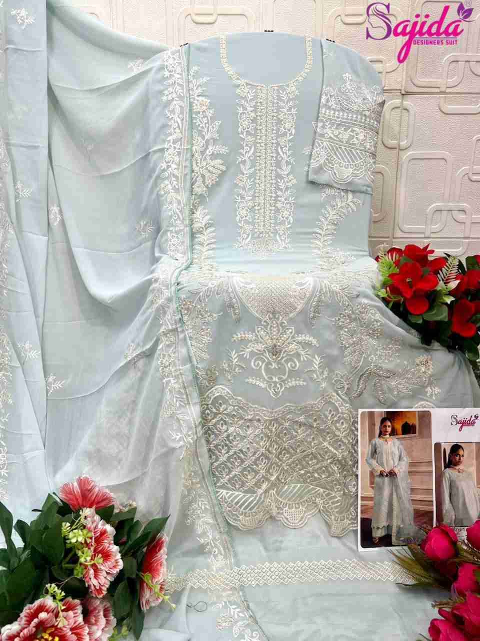 Roheenaz By Sajida Designer Suit 1114-A To 1114-D Series Beautiful Pakistani Suits Colorful Stylish Fancy Casual Wear & Ethnic Wear Faux Georgette Embroidered Dresses At Wholesale Price