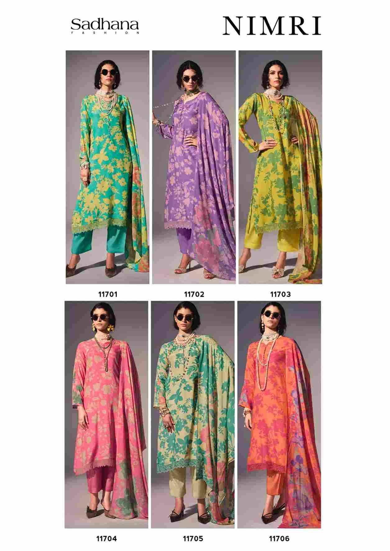 Nimri By Sadhana Fashion 11701 To 11706 Series Designer Festive Suits Beautiful Fancy Stylish Colorful Party Wear & Occasional Wear Pure Muslin Silk Print Dresses At Wholesale Price