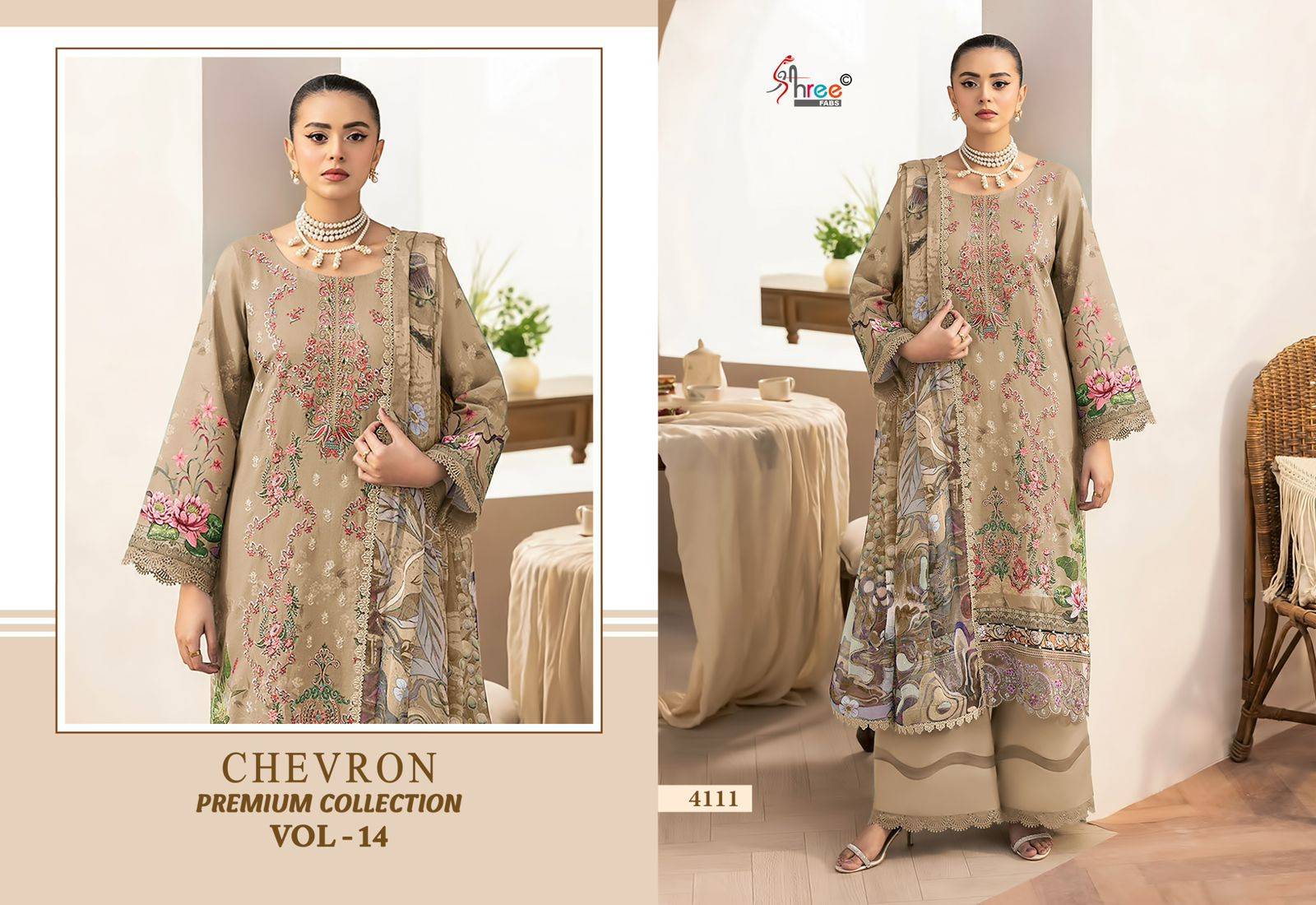 Chevron Premium Collection Vol-14 By Shree Fabs 4104 To 4111 Series Beautiful Pakistani Suits Colorful Stylish Fancy Casual Wear & Ethnic Wear Pure Cotton Embroidered Dresses At Wholesale Price