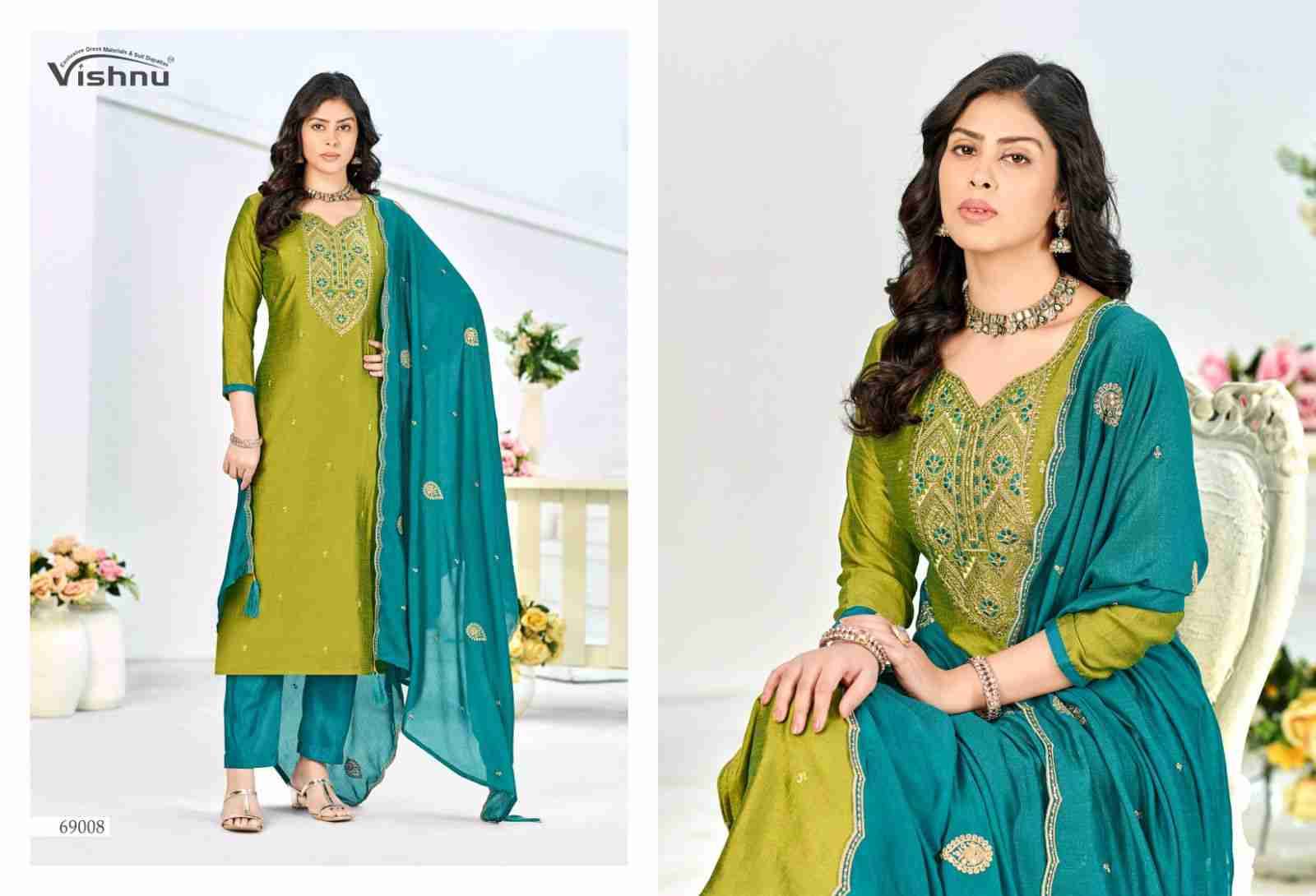 Turkish By Vishnu 69001 To 69012 Series Beautiful Stylish Festive Suits Fancy Colorful Casual Wear & Ethnic Wear & Ready To Wear Vichitra Silk Dresses At Wholesale Price