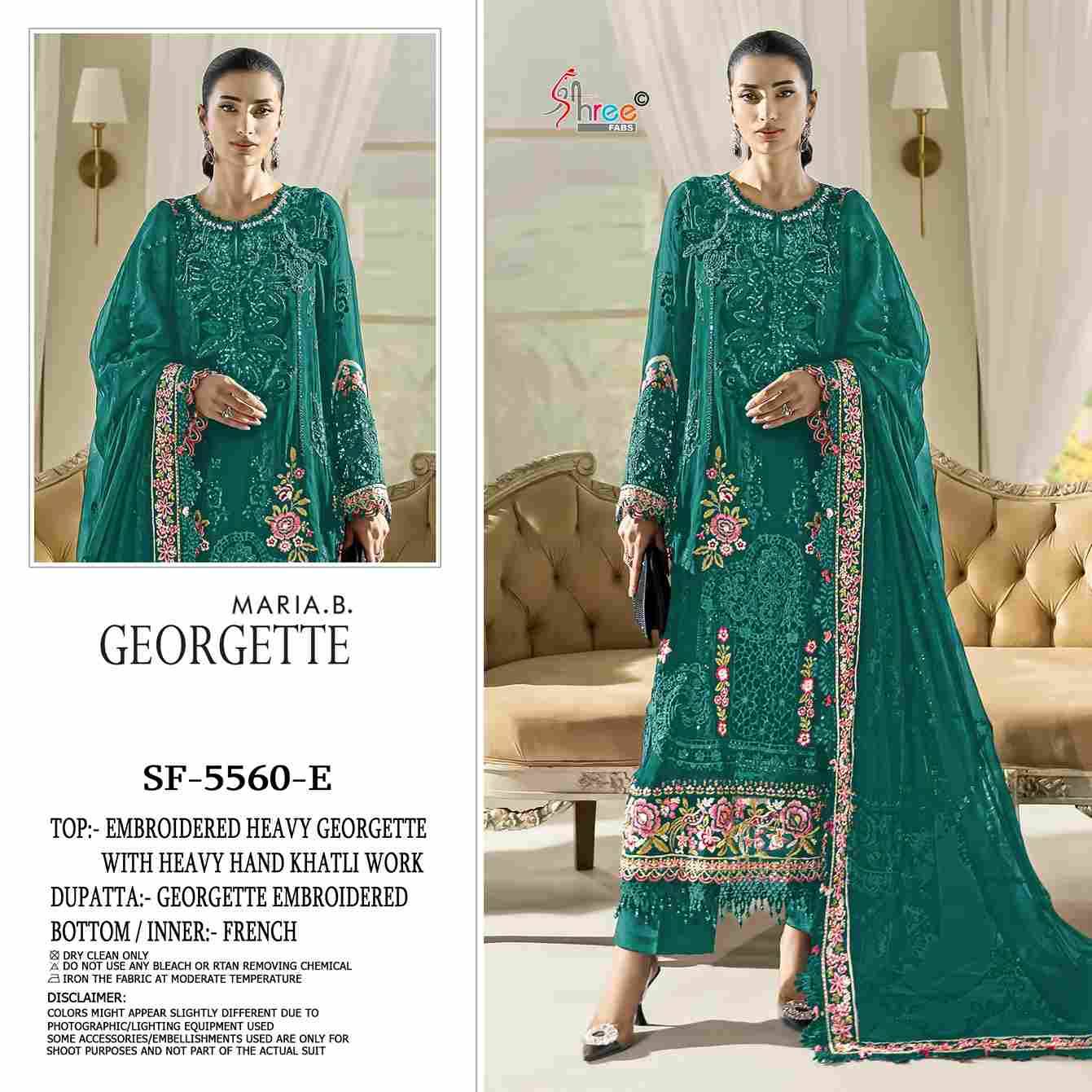 Maria.B.Georgette By Shree Fabs 5560-E To 5560-H Series Designer Pakistani Suits Beautiful Fancy Stylish Colorful Party Wear & Occasional Wear Heavy Faux Georgette Embroidery Dresses At Wholesale Price