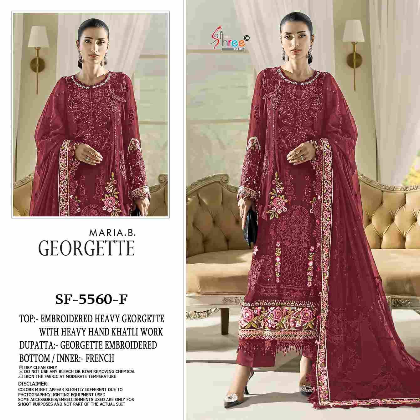 Maria.B.Georgette By Shree Fabs 5560-E To 5560-H Series Designer Pakistani Suits Beautiful Fancy Stylish Colorful Party Wear & Occasional Wear Heavy Faux Georgette Embroidery Dresses At Wholesale Price