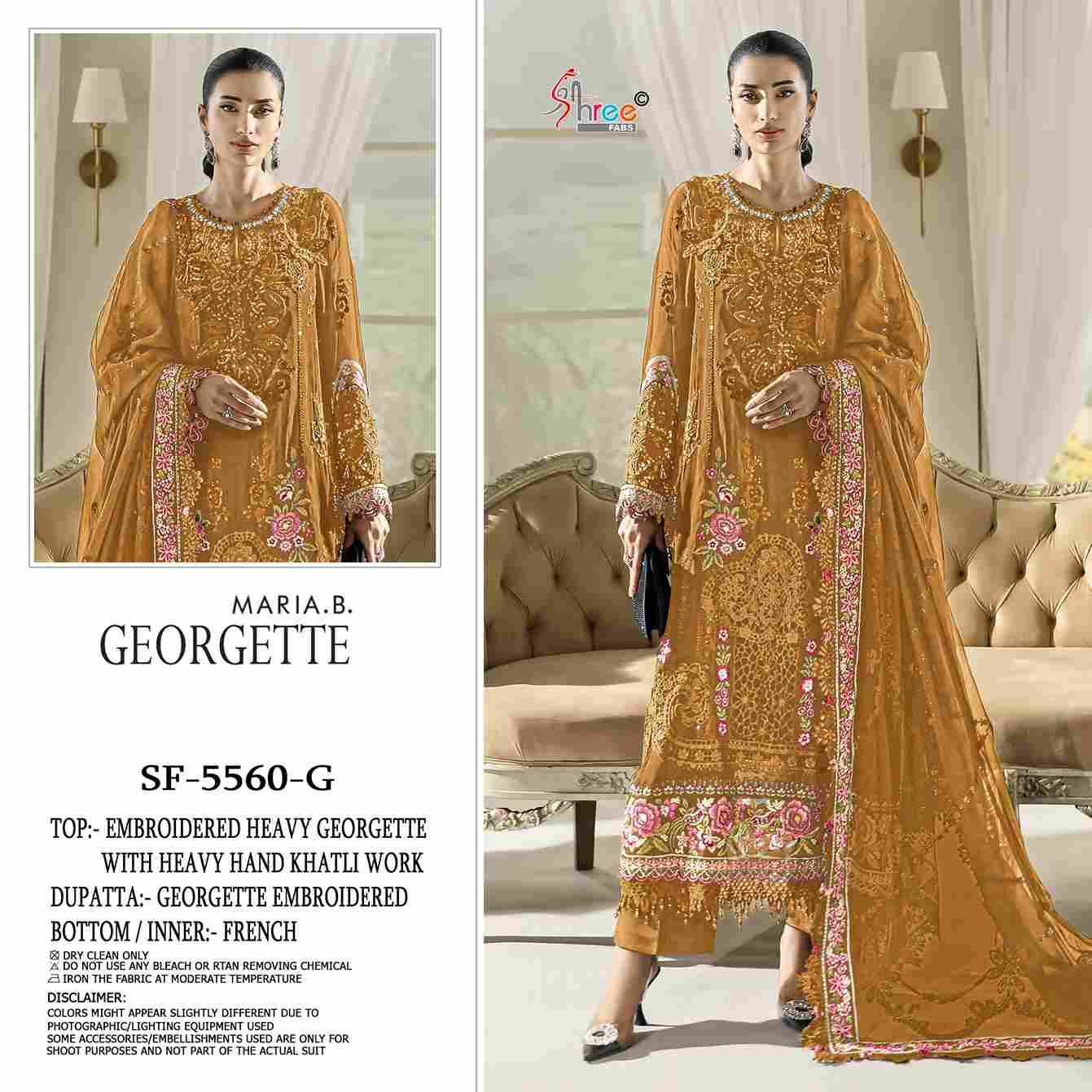 Maria.B.Georgette By Shree Fabs 5560-E To 5560-H Series Designer Pakistani Suits Beautiful Fancy Stylish Colorful Party Wear & Occasional Wear Heavy Faux Georgette Embroidery Dresses At Wholesale Price