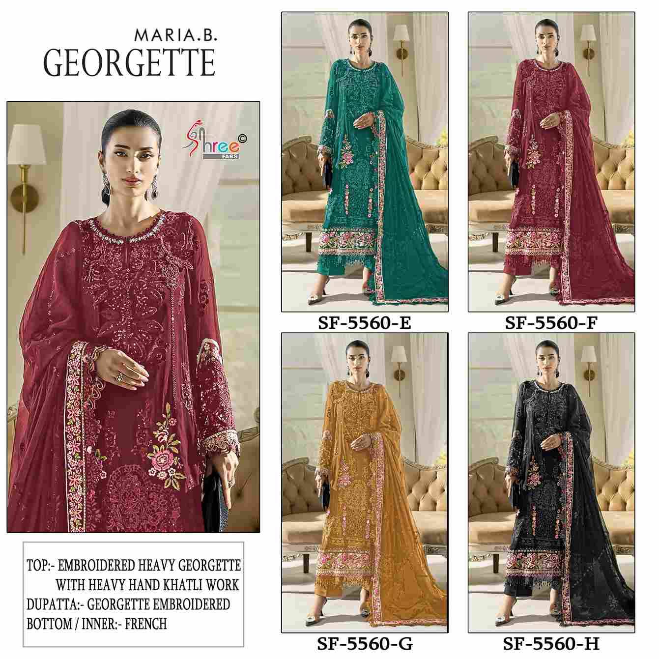 Maria.B.Georgette By Shree Fabs 5560-E To 5560-H Series Designer Pakistani Suits Beautiful Fancy Stylish Colorful Party Wear & Occasional Wear Heavy Faux Georgette Embroidery Dresses At Wholesale Price