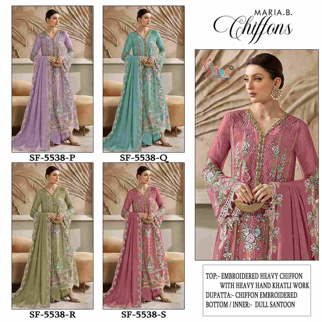 Shree Fabs Hit Design SF-5538 Colours Vol-3 By Shree Fabs SF-5538-P To SF-5538-S Series Beautiful Stylish Pakistani Suits Fancy Colorful Casual Wear & Ethnic Wear & Ready To Wear Chiffon Embroidery Dresses At Wholesale Price