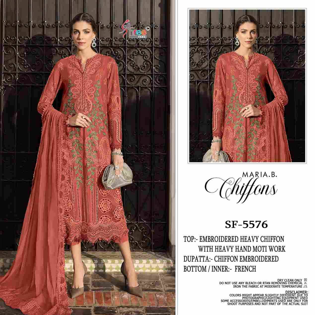 Shree Fabs Hit Design SF-5576 Colours By Shree Fabs SF-5576-A To SF-5576-D Series Beautiful Stylish Pakistani Suits Fancy Colorful Casual Wear & Ethnic Wear & Ready To Wear Chiffon Embroidery Dresses At Wholesale Price