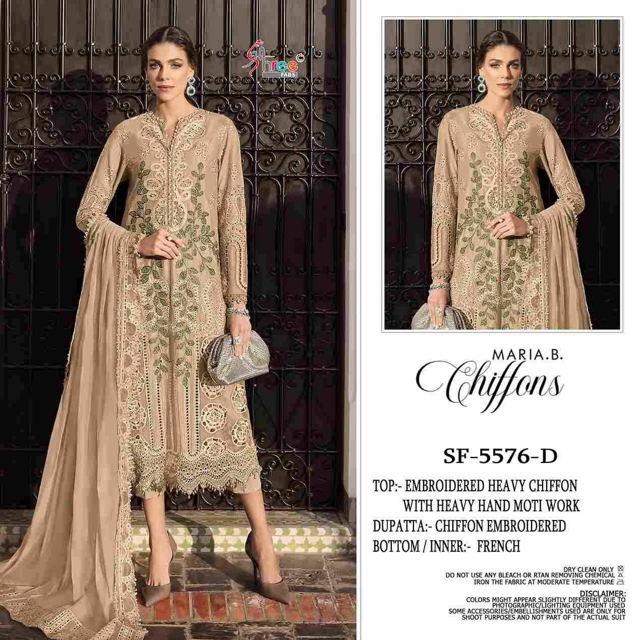 Shree Fabs Hit Design SF-5576 Colours By Shree Fabs SF-5576-A To SF-5576-D Series Beautiful Stylish Pakistani Suits Fancy Colorful Casual Wear & Ethnic Wear & Ready To Wear Chiffon Embroidery Dresses At Wholesale Price