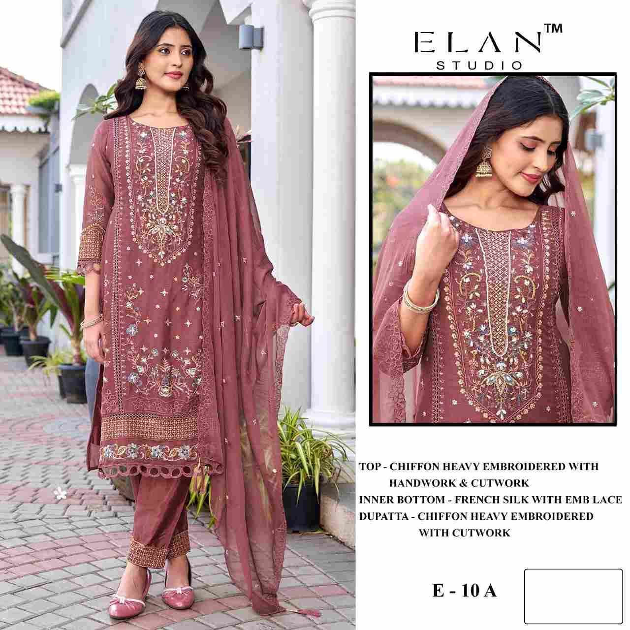 Elan 10 Colours By Elan Studio 10-A To 10-D Series Designer Pakistani Suits Beautiful Stylish Fancy Colorful Party Wear & Occasional Wear Chiffon With Embroidery Dresses At Wholesale Price
