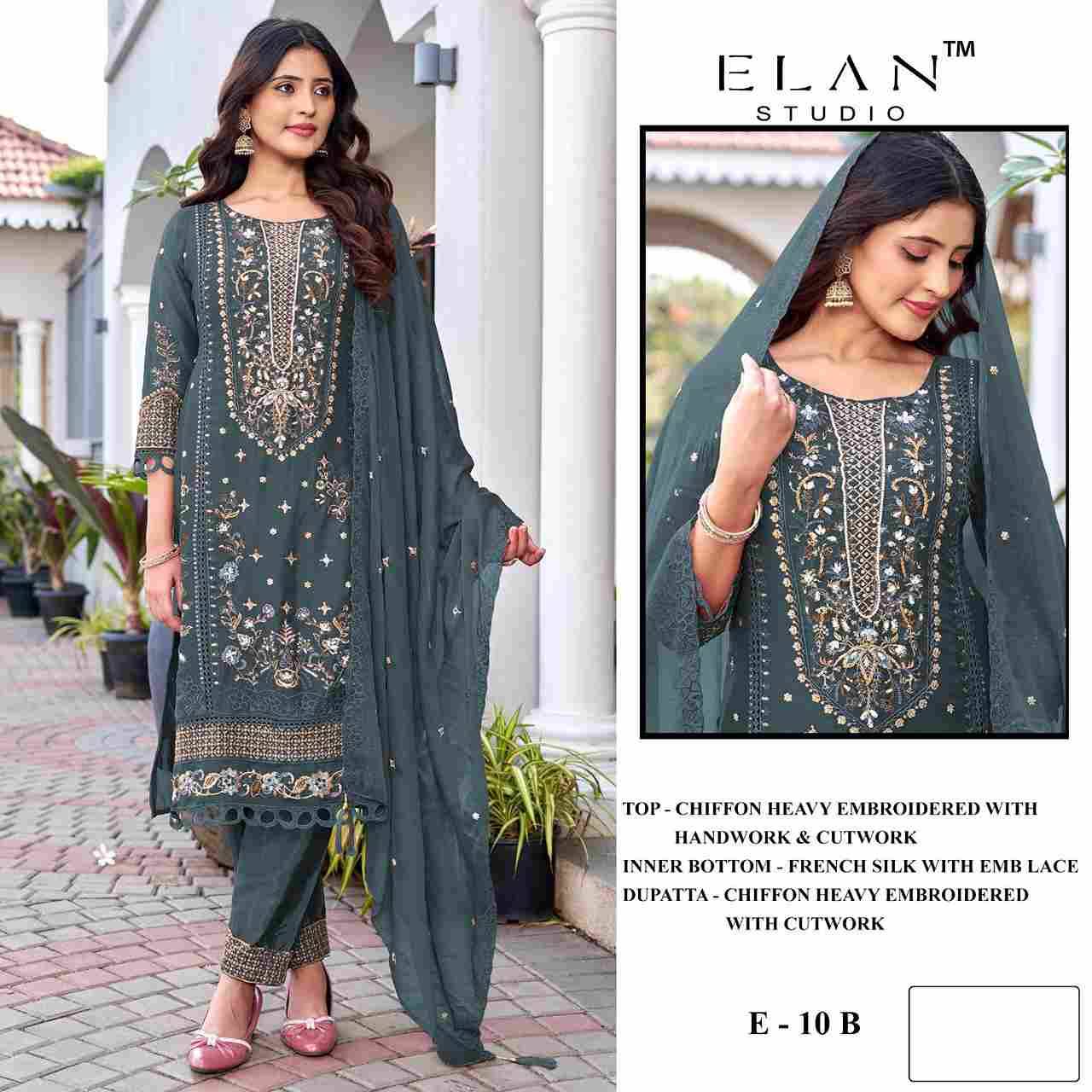 Elan 10 Colours By Elan Studio 10-A To 10-D Series Designer Pakistani Suits Beautiful Stylish Fancy Colorful Party Wear & Occasional Wear Chiffon With Embroidery Dresses At Wholesale Price