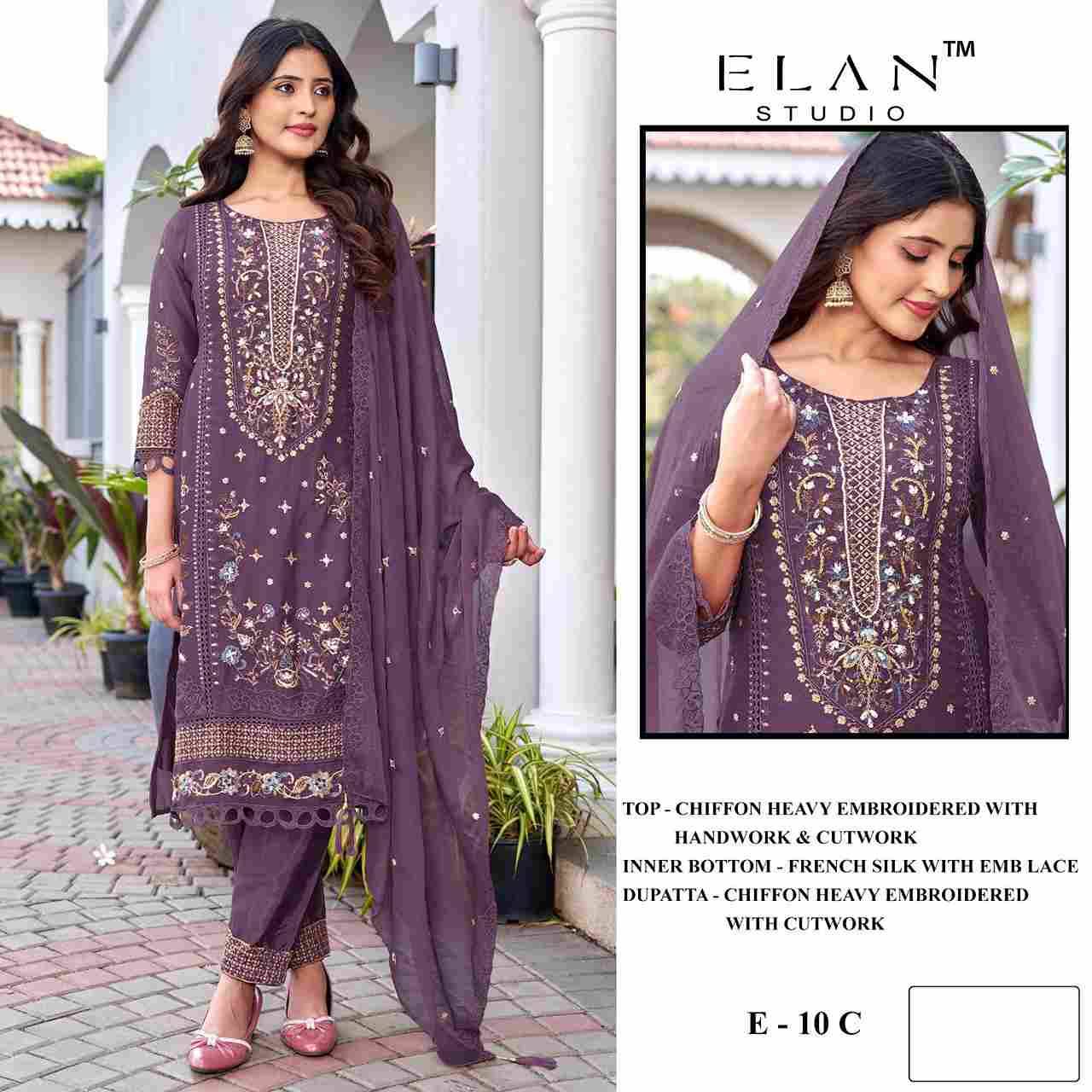 Elan 10 Colours By Elan Studio 10-A To 10-D Series Designer Pakistani Suits Beautiful Stylish Fancy Colorful Party Wear & Occasional Wear Chiffon With Embroidery Dresses At Wholesale Price