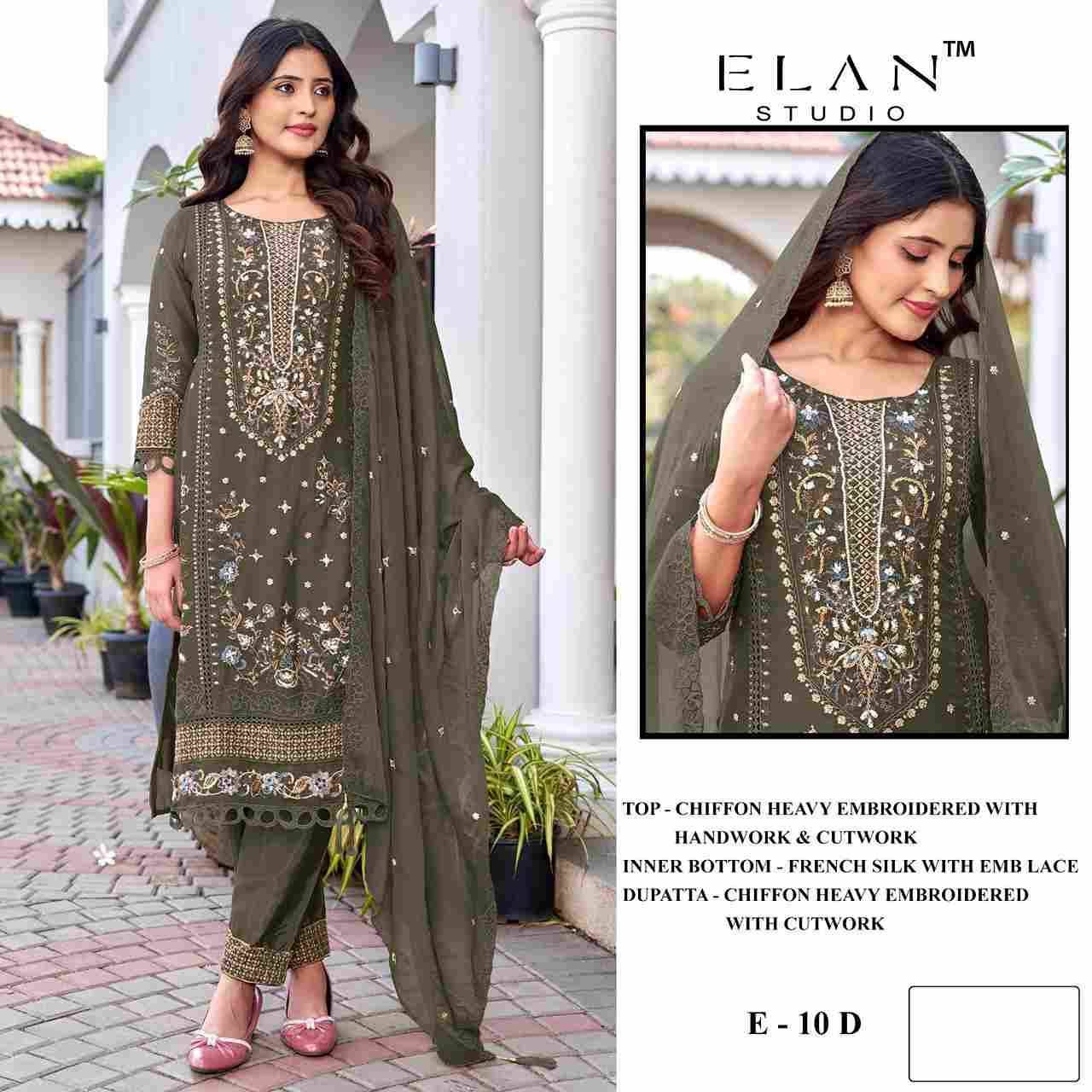 Elan 10 Colours By Elan Studio 10-A To 10-D Series Designer Pakistani Suits Beautiful Stylish Fancy Colorful Party Wear & Occasional Wear Chiffon With Embroidery Dresses At Wholesale Price