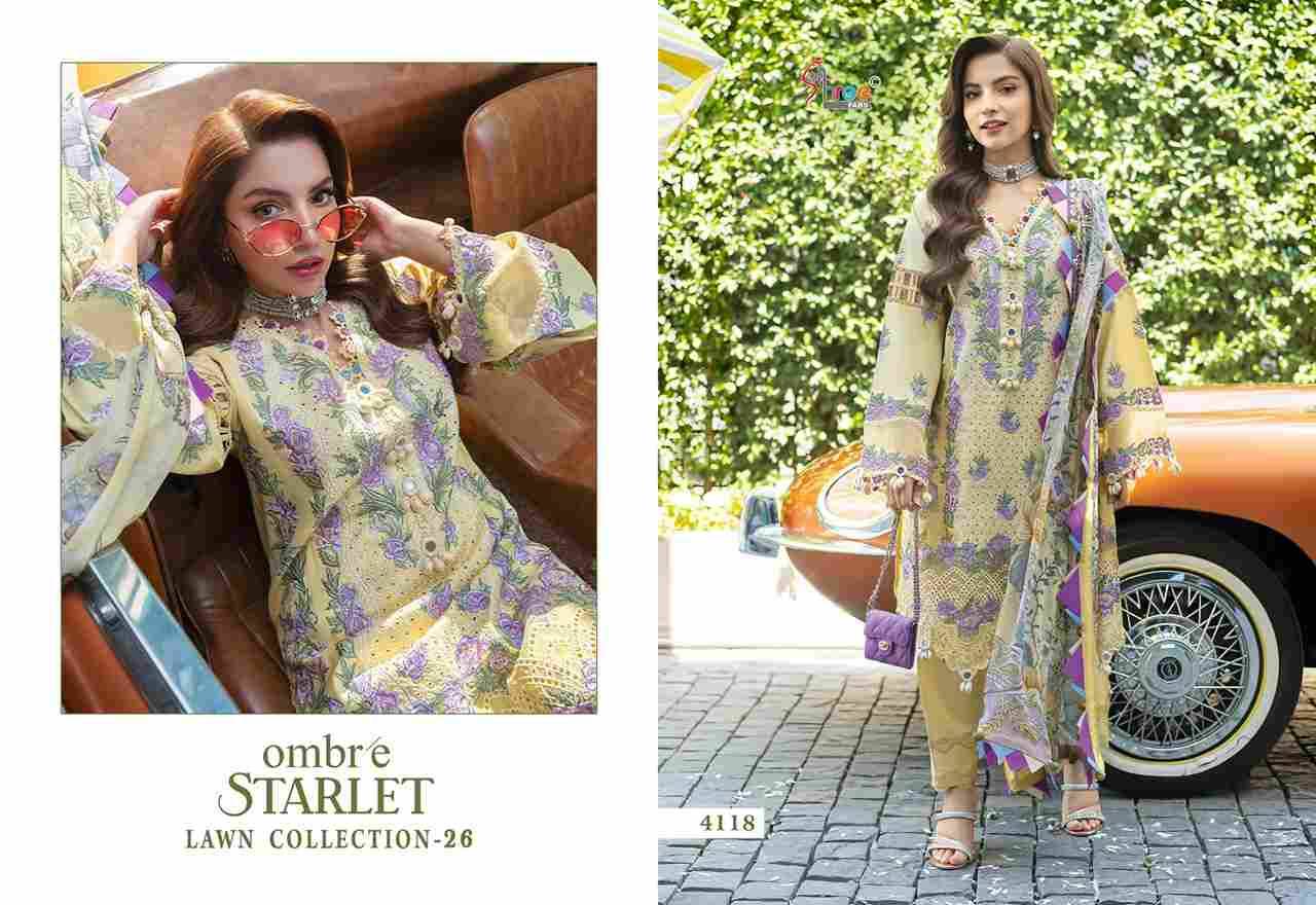 Ombre Starlet Lawn Collection-26 By Shree Fabs 4118 To 4123 Series Beautiful Stylish Pakistani Suits Fancy Colorful Casual Wear & Ethnic Wear & Ready To Wear Pure Cotton Embroidery Dresses At Wholesale Price