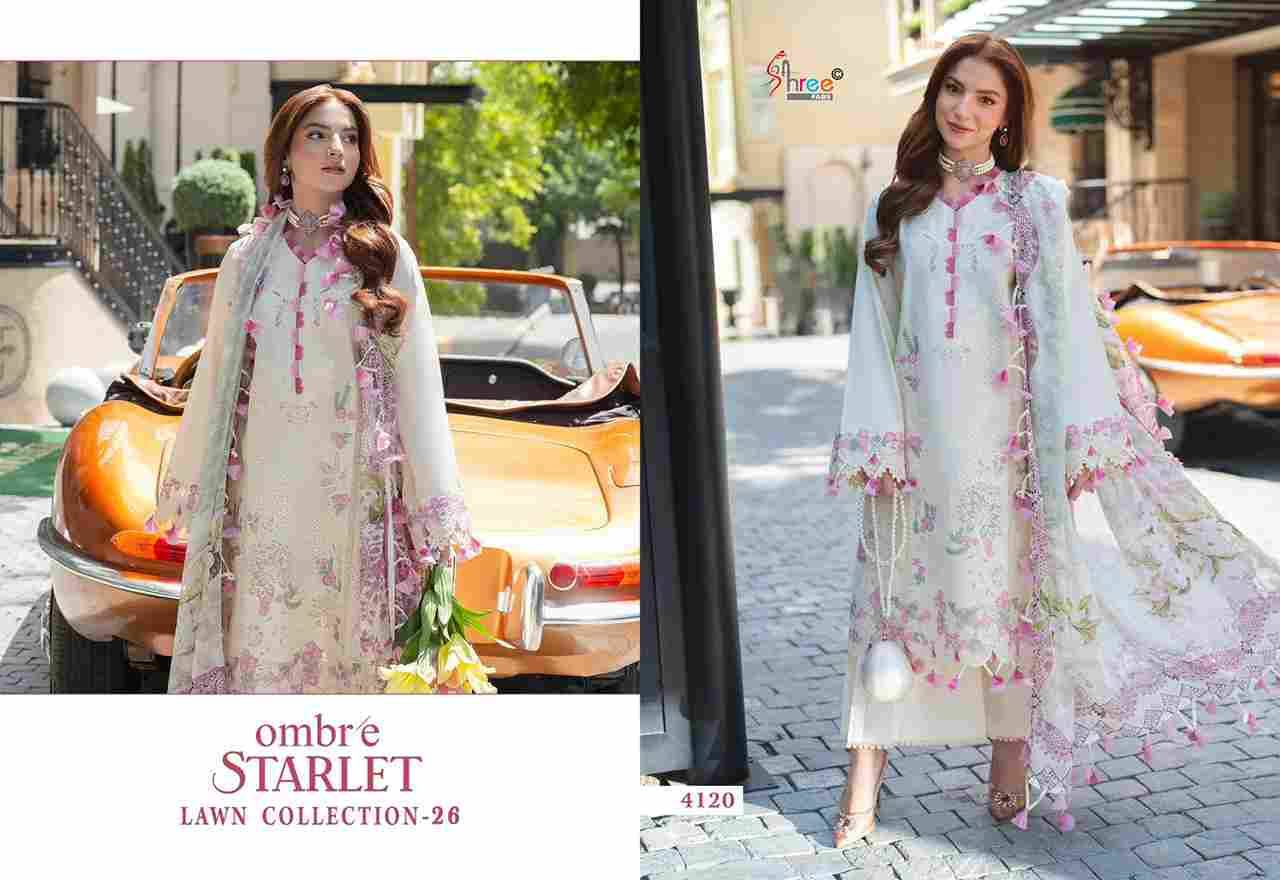 Ombre Starlet Lawn Collection-26 By Shree Fabs 4118 To 4123 Series Beautiful Stylish Pakistani Suits Fancy Colorful Casual Wear & Ethnic Wear & Ready To Wear Pure Cotton Embroidery Dresses At Wholesale Price