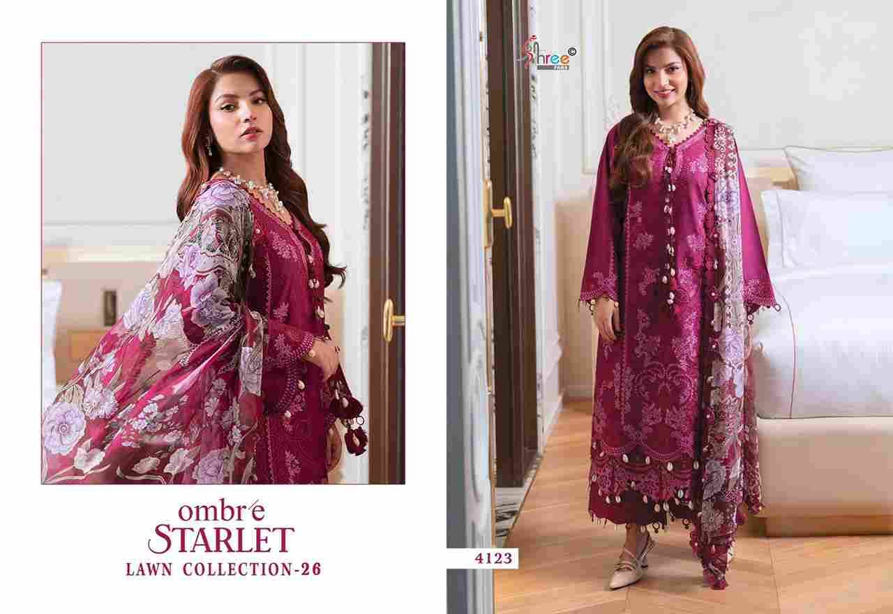 Ombre Starlet Lawn Collection-26 By Shree Fabs 4118 To 4123 Series Beautiful Stylish Pakistani Suits Fancy Colorful Casual Wear & Ethnic Wear & Ready To Wear Pure Cotton Embroidery Dresses At Wholesale Price
