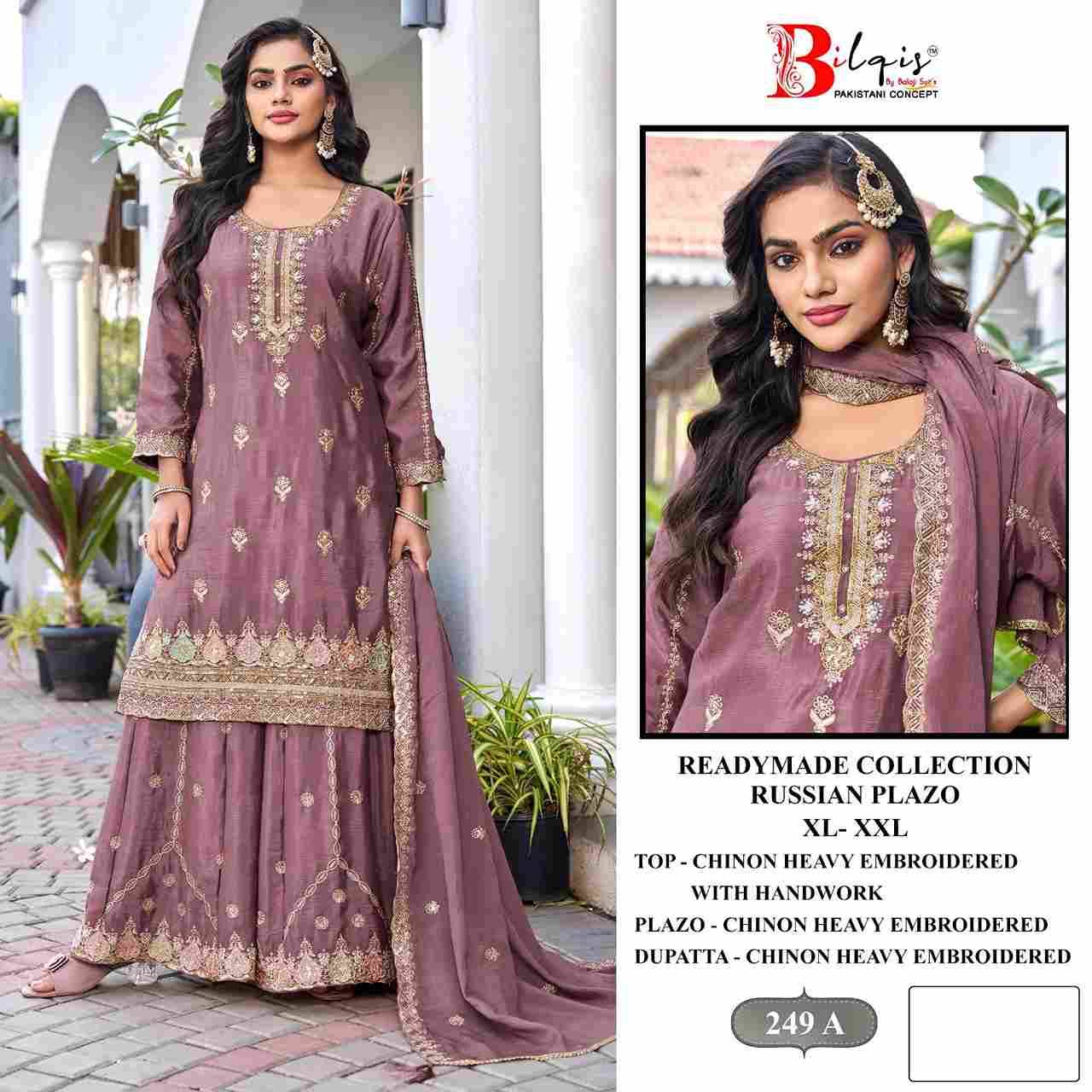 Bilqis 249 Colours By Bilqis 249-A To 249-D Series Beautiful Pakistani Suits Stylish Fancy Colorful Party Wear & Occasional Wear Chinnon Embroidery Dresses At Wholesale Price