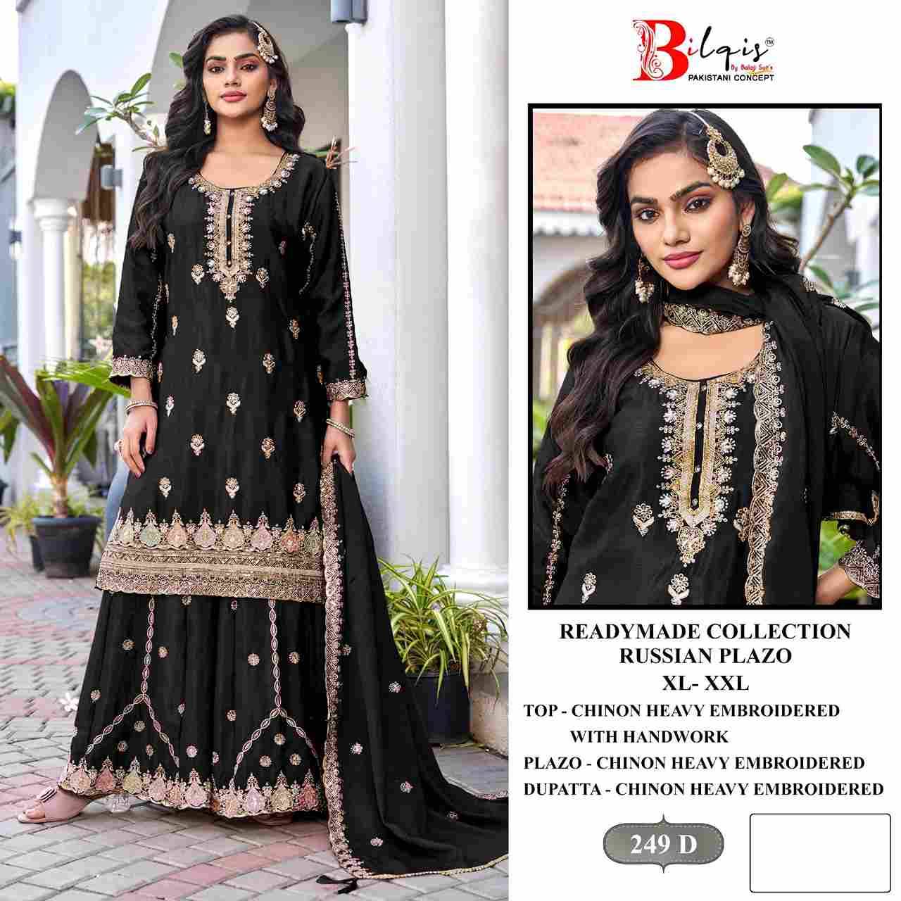 Bilqis 249 Colours By Bilqis 249-A To 249-D Series Beautiful Pakistani Suits Stylish Fancy Colorful Party Wear & Occasional Wear Chinnon Embroidery Dresses At Wholesale Price