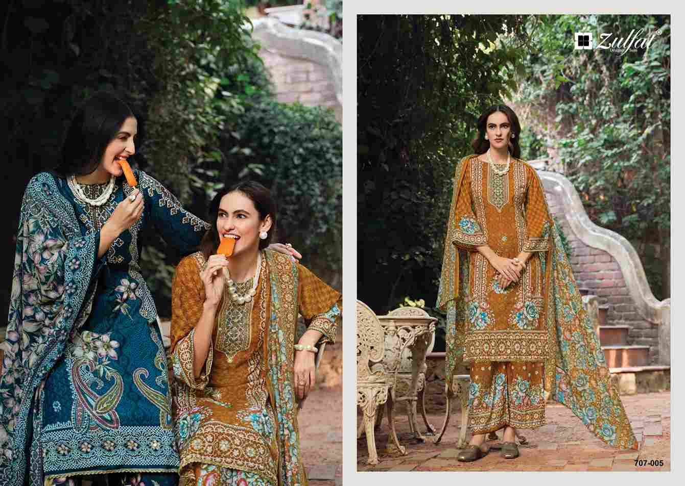 Rubina By Zulfat 707-001 To 707-008 Series Beautiful Festive Suits Colorful Stylish Fancy Casual Wear & Ethnic Wear Rayon Printed Dresses At Wholesale Price