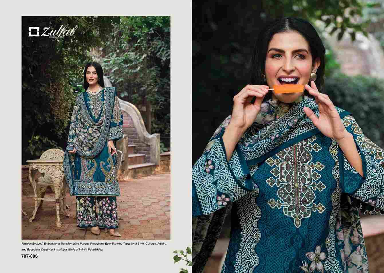 Rubina By Zulfat 707-001 To 707-008 Series Beautiful Festive Suits Colorful Stylish Fancy Casual Wear & Ethnic Wear Rayon Printed Dresses At Wholesale Price
