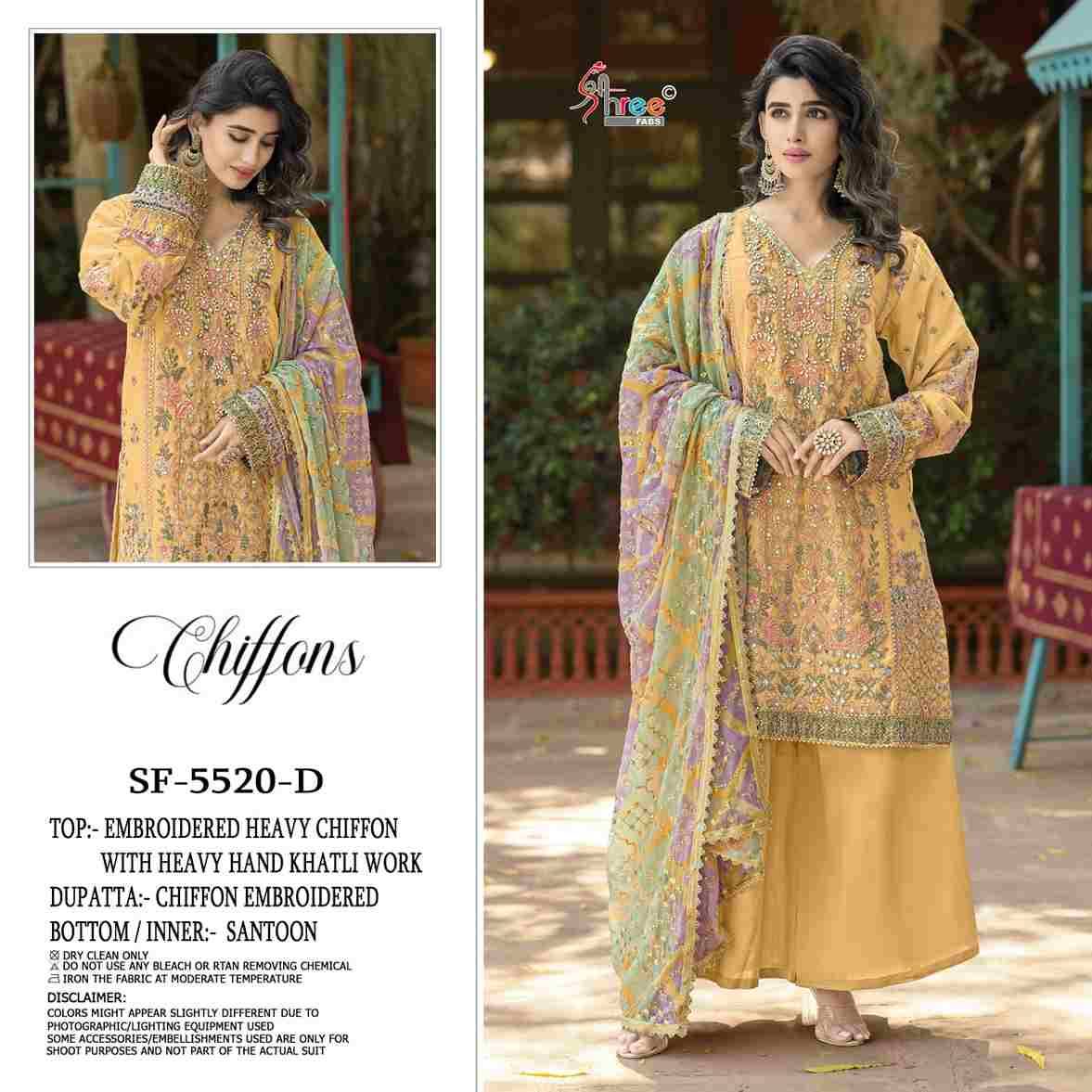 Shree Fabs Hit Design K-5520 Colours By Shree Fabs K-5520-A To K-5520-D Series Beautiful Stylish Pakistani Suits Fancy Colorful Casual Wear & Ethnic Wear & Ready To Wear Chiffon Embroidery Dresses At Wholesale Price