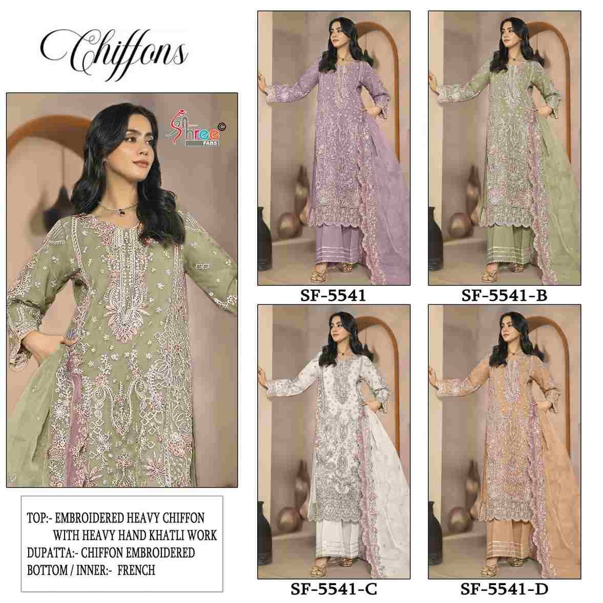 Shree Fabs Hit Design K-5541 Colours By Shree Fabs K-5541-A To K-5541-D Series Beautiful Stylish Pakistani Suits Fancy Colorful Casual Wear & Ethnic Wear & Ready To Wear Chiffon Embroidery Dresses At Wholesale Price