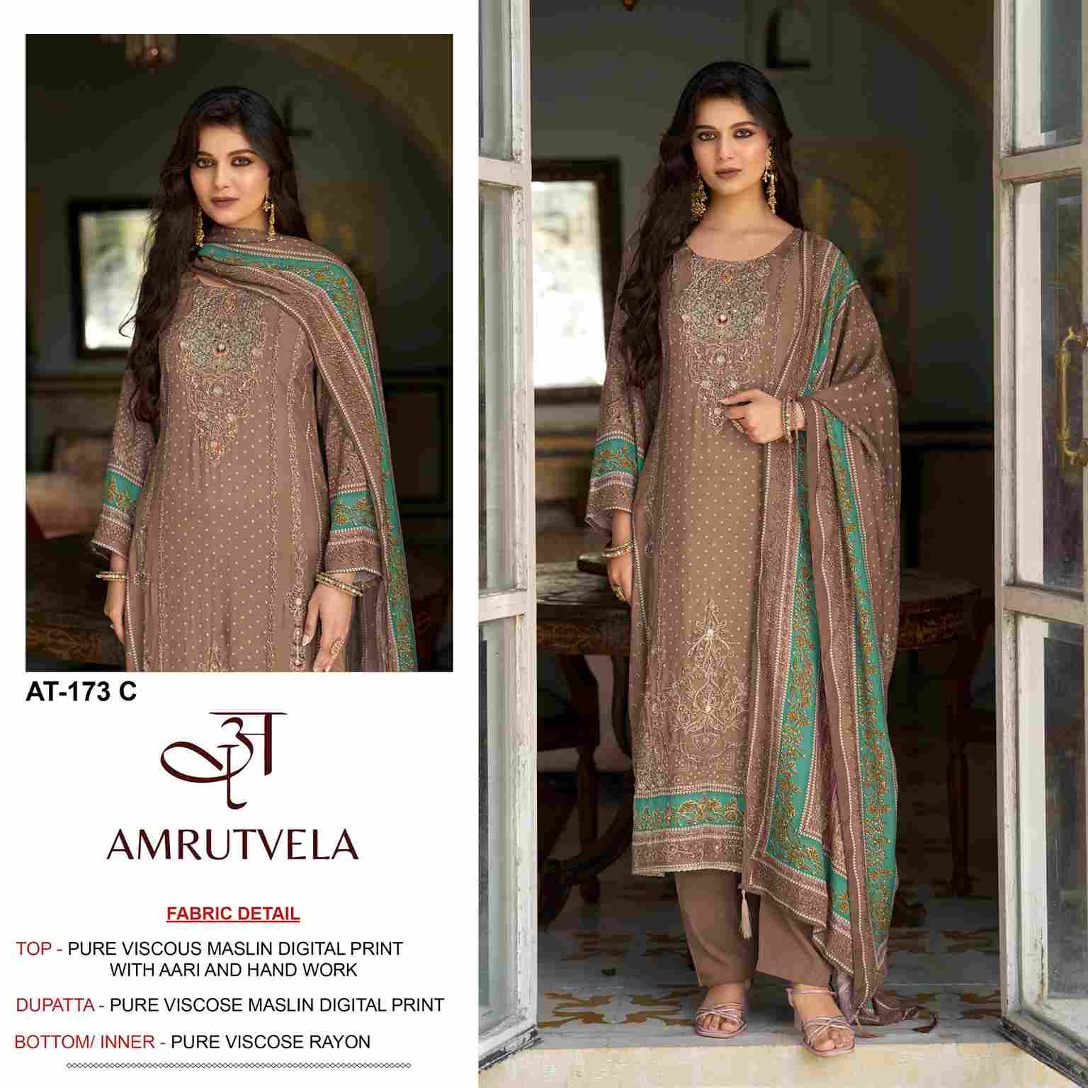 Amrutvela Hit Design AT-173 Colours By Amrutvela AT-173-A To AT-173-D Series Designer Pakistani Suits Collection Beautiful Stylish Fancy Colorful Party Wear & Occasional Wear Pure Viscose Muslin Dresses At Wholesale Price