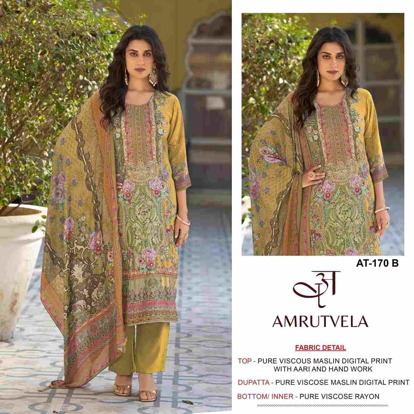 Amrutvela Hit Design AT-170 Colours By Amrutvela AT-170-A To AT-170-D Series Designer Pakistani Suits Collection Beautiful Stylish Fancy Colorful Party Wear & Occasional Wear Pure Viscose Muslin Dresses At Wholesale Price