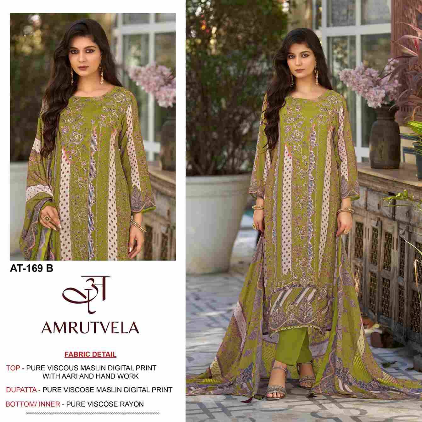 Amrutvela Hit Design AT-169 Colours By Amrutvela AT-169-A To AT-169-D Series Designer Pakistani Suits Collection Beautiful Stylish Fancy Colorful Party Wear & Occasional Wear Pure Viscose Muslin Dresses At Wholesale Price