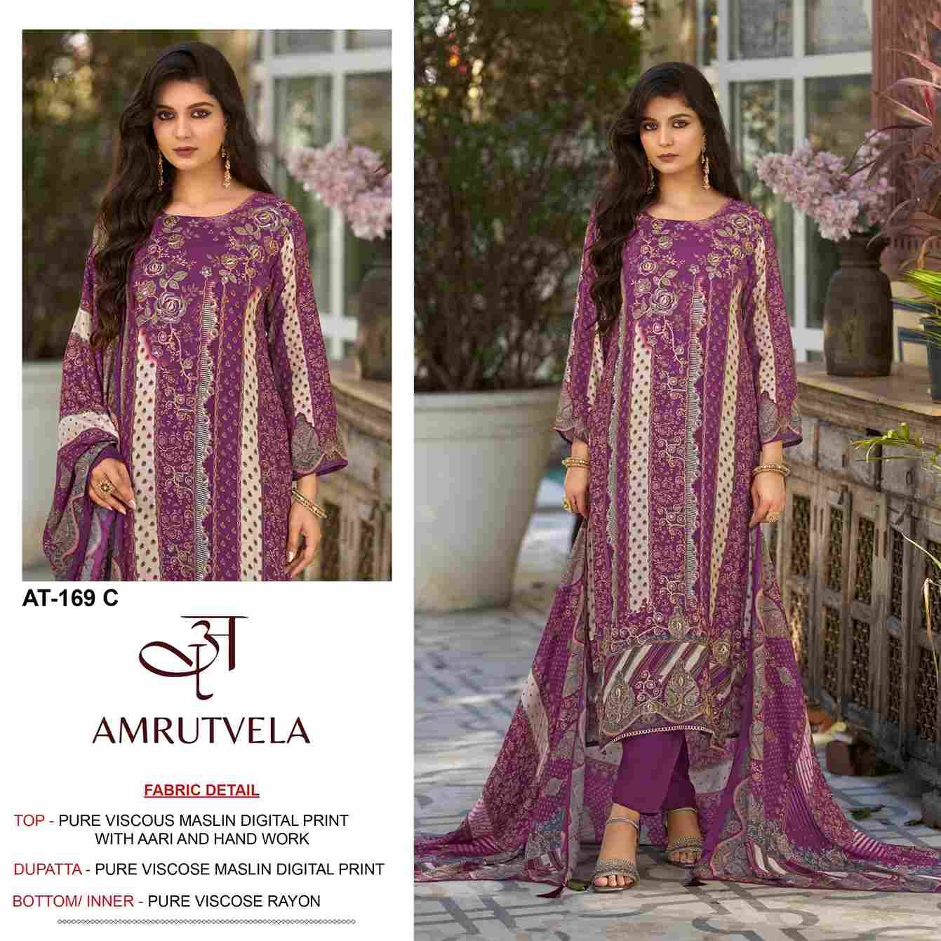 Amrutvela Hit Design AT-169 Colours By Amrutvela AT-169-A To AT-169-D Series Designer Pakistani Suits Collection Beautiful Stylish Fancy Colorful Party Wear & Occasional Wear Pure Viscose Muslin Dresses At Wholesale Price