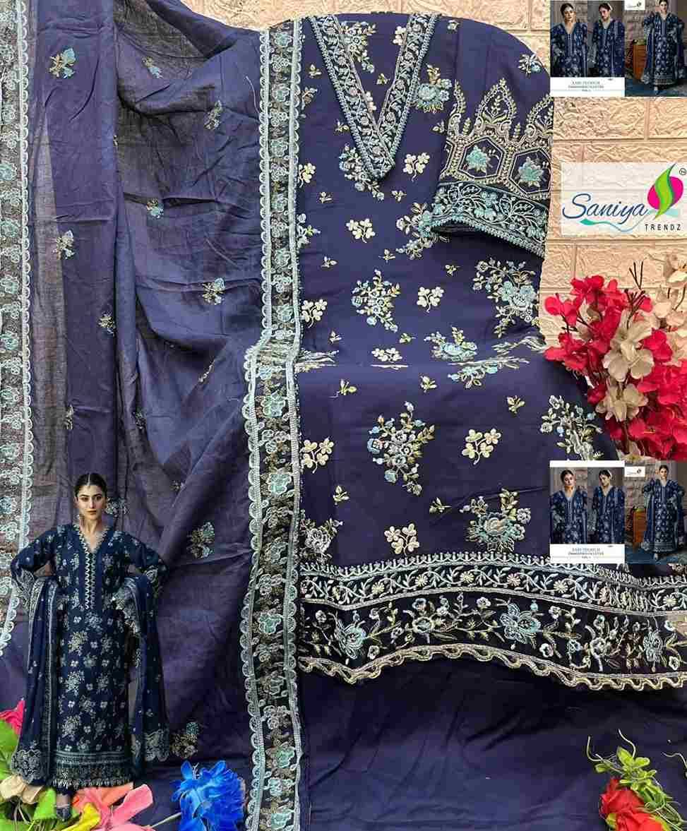 Kahf Premium Embroidered Collection Vol-1 By Saniya Trendz 1001 To 1003 Beautiful Pakistani Suits Colorful Stylish Fancy Casual Wear & Ethnic Wear Cotton Embroidered Dresses At Wholesale Price