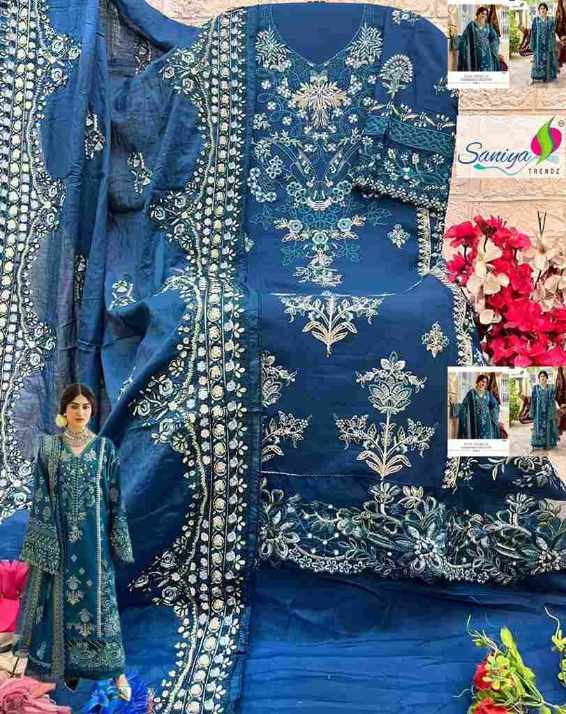 Kahf Premium Embroidered Collection Vol-1 By Saniya Trendz 1001 To 1003 Beautiful Pakistani Suits Colorful Stylish Fancy Casual Wear & Ethnic Wear Cotton Embroidered Dresses At Wholesale Price