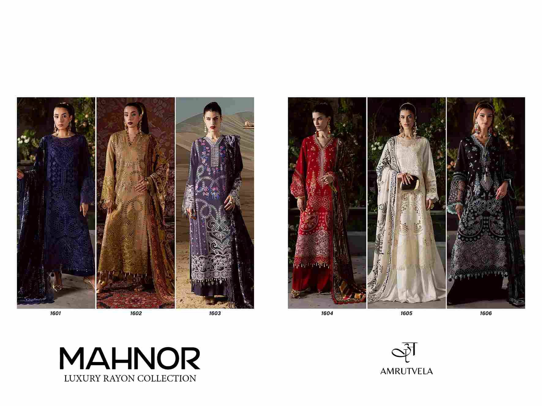 Mahnoor Luxury Rayon Collection By Amrutvela 1601 To 1606 Series Pakistani Stylish Beautiful Colourful Printed & Embroidered Party Wear & Occasional Wear Pure Rayon Dresses At Wholesale Price