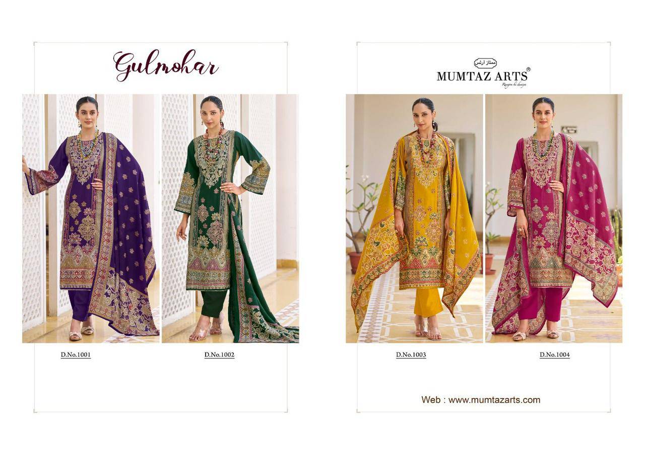 Gulmohar By Mumtaz Arts 1001 To 1004 Series Designer Festive Suits Collection Beautiful Stylish Fancy Colorful Party Wear & Occasional Wear Pure Viscose Muslin Dresses At Wholesale Price
