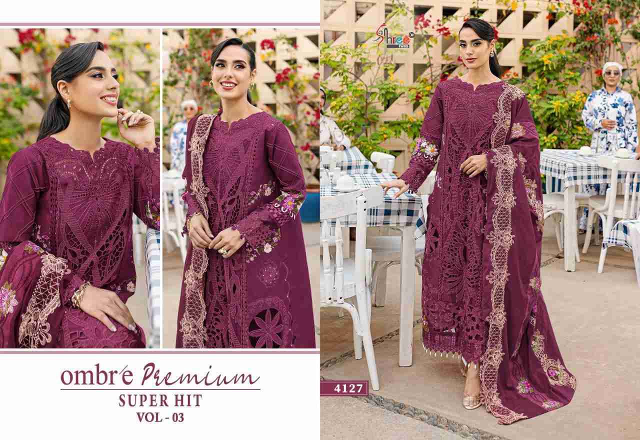 Ombre Premium Super Hit Vol-3 By Shree Fabs 4125 To 4130 Designer Pakistani Suits Collection Beautiful Stylish Fancy Colorful Party Wear & Ethnic Wear Pure Viscose With Pure Cotton With Embroidery Dresses At Wholesale Price