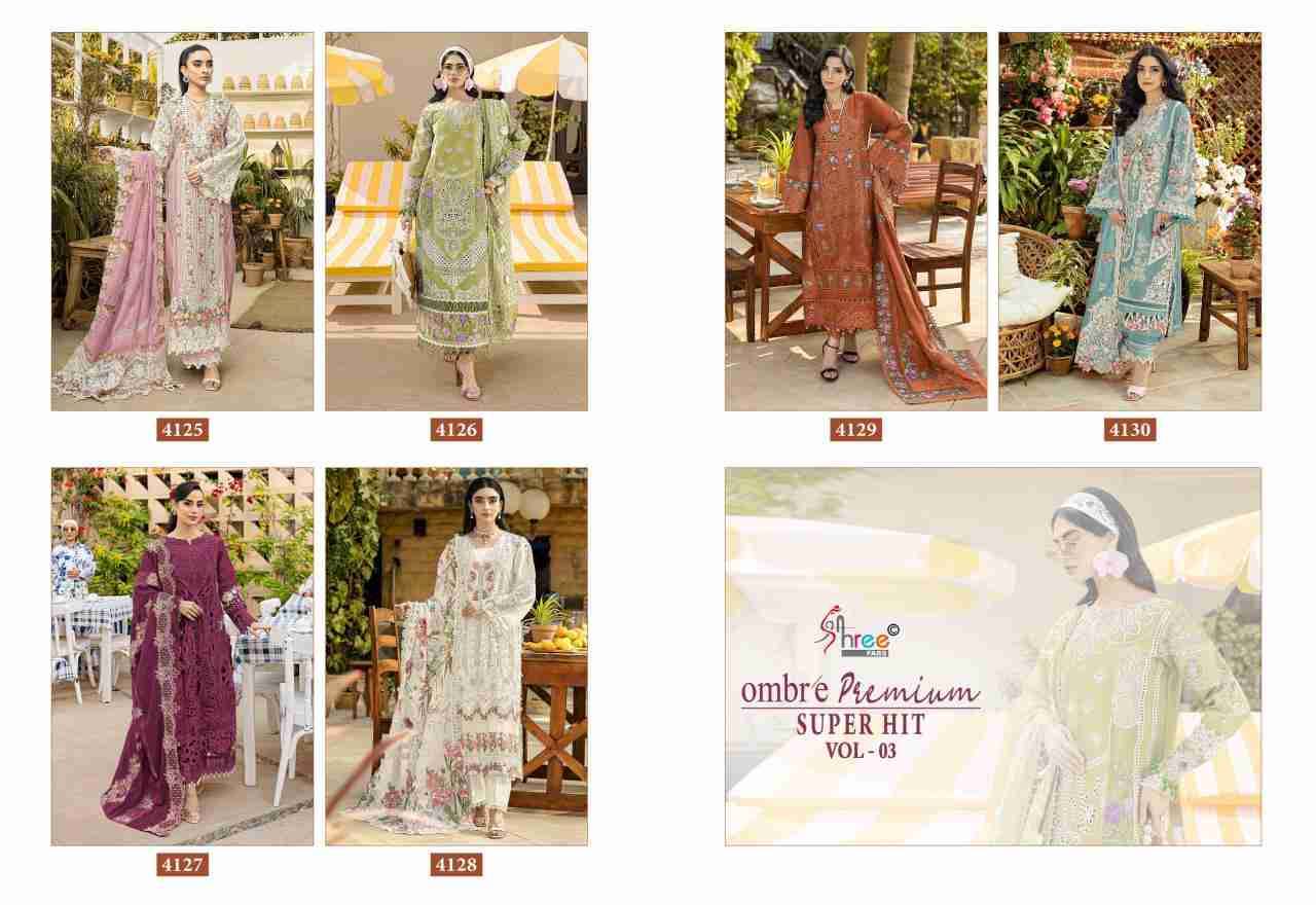 Ombre Premium Super Hit Vol-3 By Shree Fabs 4125 To 4130 Designer Pakistani Suits Collection Beautiful Stylish Fancy Colorful Party Wear & Ethnic Wear Pure Viscose With Pure Cotton With Embroidery Dresses At Wholesale Price
