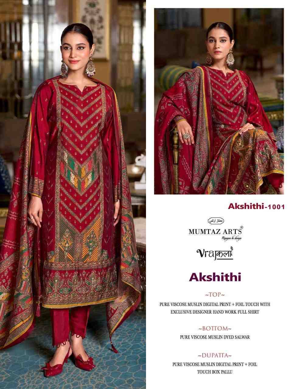 Akshithi By Mumtaz Arts 1001 To 1004 Series Designer Festive Suits Collection Beautiful Stylish Fancy Colorful Party Wear & Occasional Wear Pure Viscose Modal Muslin Dresses At Wholesale Price