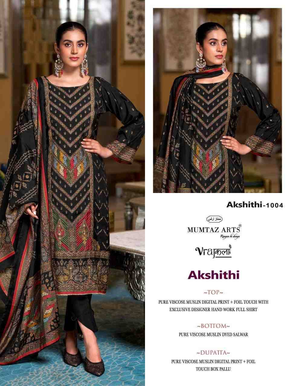Akshithi By Mumtaz Arts 1001 To 1004 Series Designer Festive Suits Collection Beautiful Stylish Fancy Colorful Party Wear & Occasional Wear Pure Viscose Modal Muslin Dresses At Wholesale Price