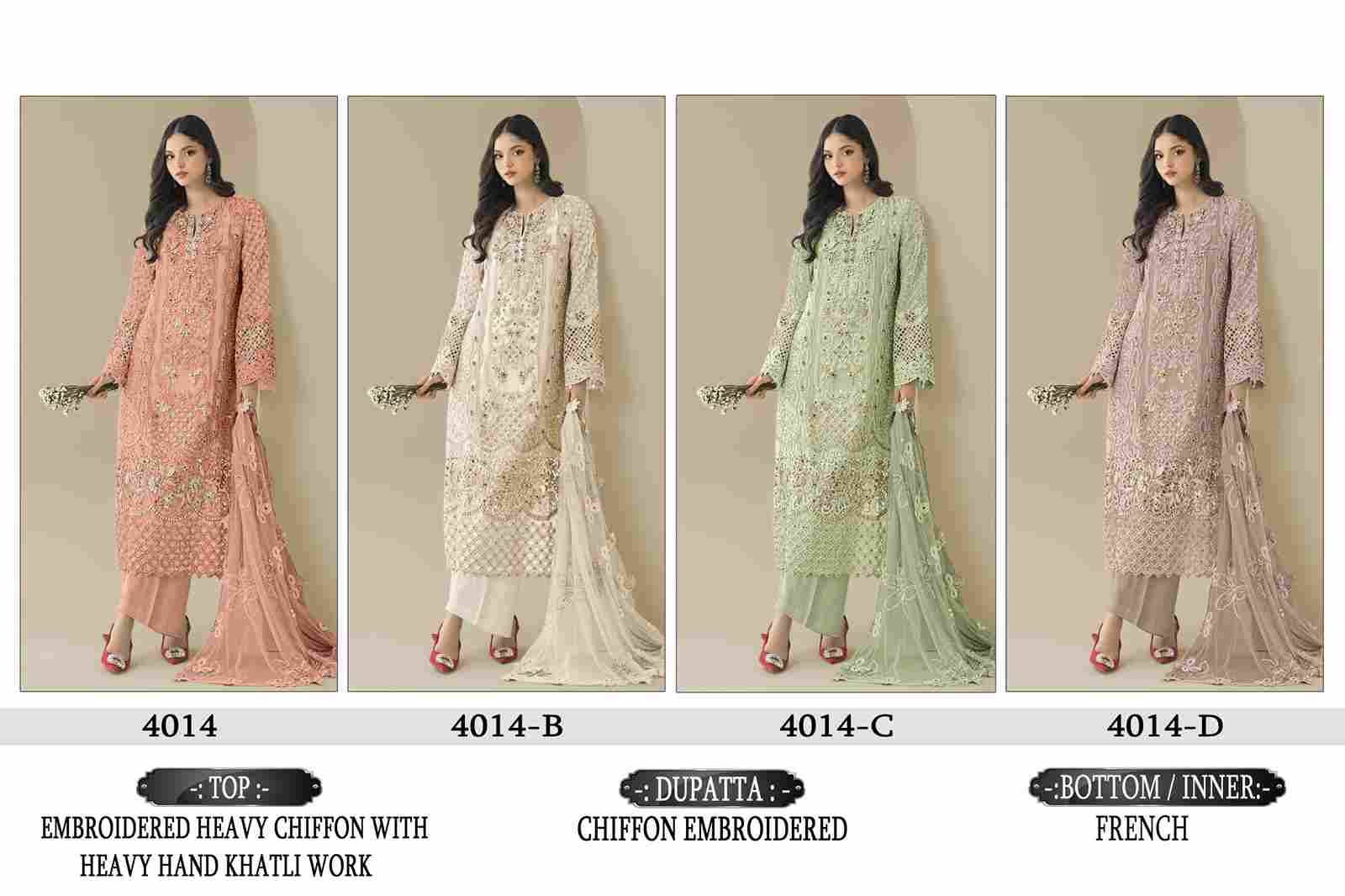 Shree Fabs Hit Design SF-4010 Colours By Shree Fabs SF-4010-A To SF-4010-D Series Beautiful Stylish Pakistani Suits Fancy Colorful Casual Wear & Ethnic Wear & Ready To Wear Chiffon Embroidery Dresses At Wholesale Price