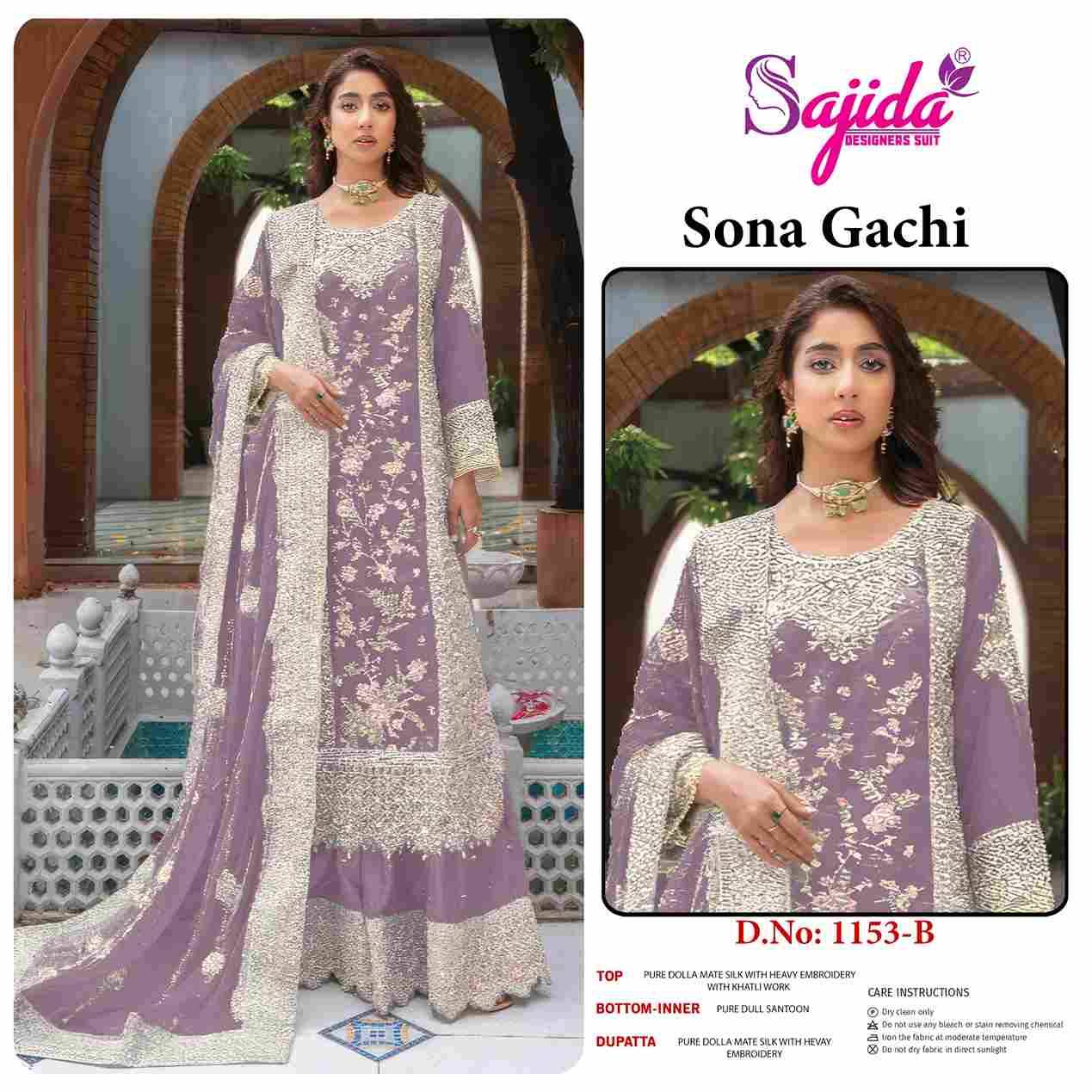 Sona Gachi By Sajida Designer Suit 1153-A To 1153-D Series Beautiful Pakistani Suits Colorful Stylish Fancy Casual Wear & Ethnic Wear Pure Dola Embroidered Dresses At Wholesale Price