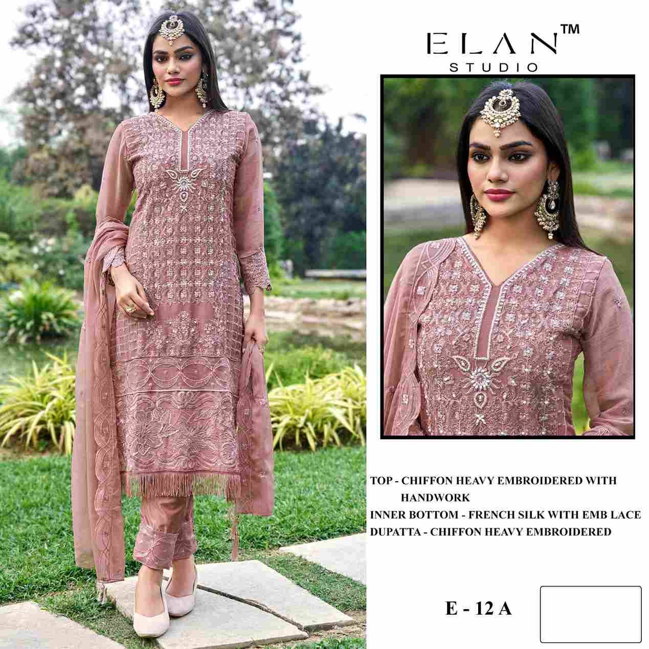 Elan 12 Colours By Elan Studio 12-A To 12-D Series Designer Pakistani Suits Beautiful Stylish Fancy Colorful Party Wear & Occasional Wear Chiffon With Embroidery Dresses At Wholesale Price