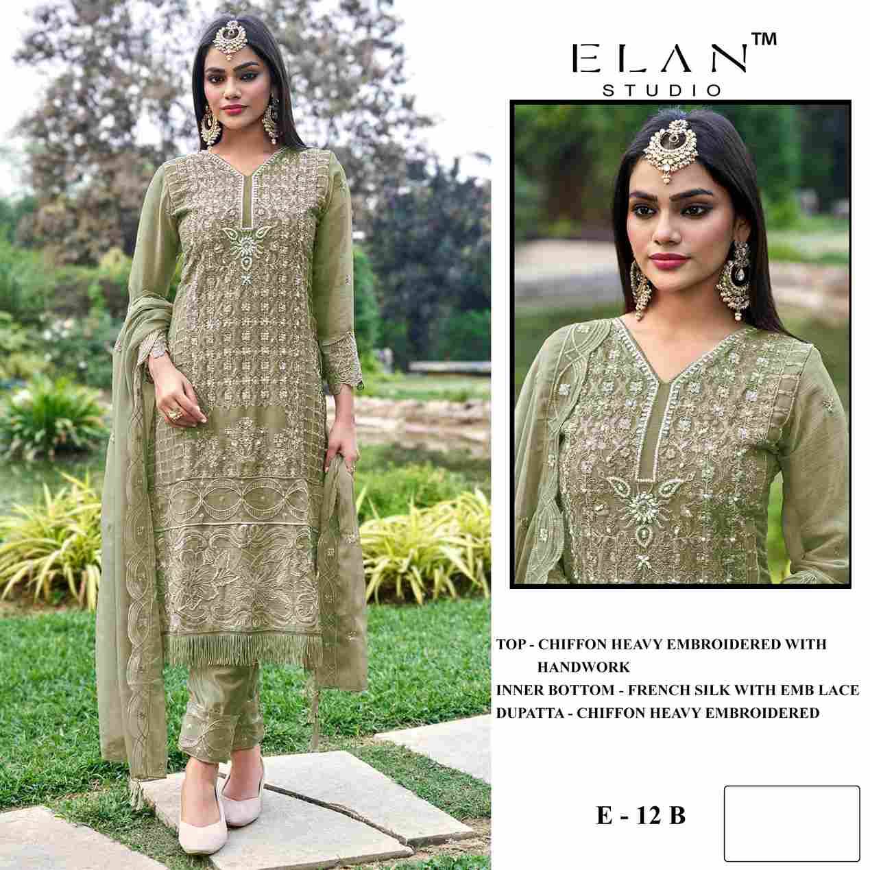 Elan 12 Colours By Elan Studio 12-A To 12-D Series Designer Pakistani Suits Beautiful Stylish Fancy Colorful Party Wear & Occasional Wear Chiffon With Embroidery Dresses At Wholesale Price