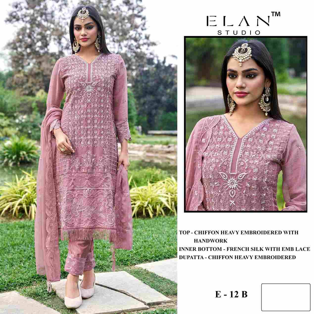 Elan 12 Colours By Elan Studio 12-A To 12-D Series Designer Pakistani Suits Beautiful Stylish Fancy Colorful Party Wear & Occasional Wear Chiffon With Embroidery Dresses At Wholesale Price