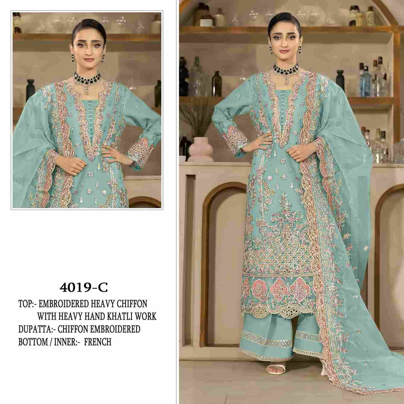 Shree Fabs Hit Design SF-4019 Colours By Shree Fabs SF-4019-A To SF-4019-D Series Beautiful Stylish Pakistani Suits Fancy Colorful Casual Wear & Ethnic Wear & Ready To Wear Chiffon Embroidery Dresses At Wholesale Price