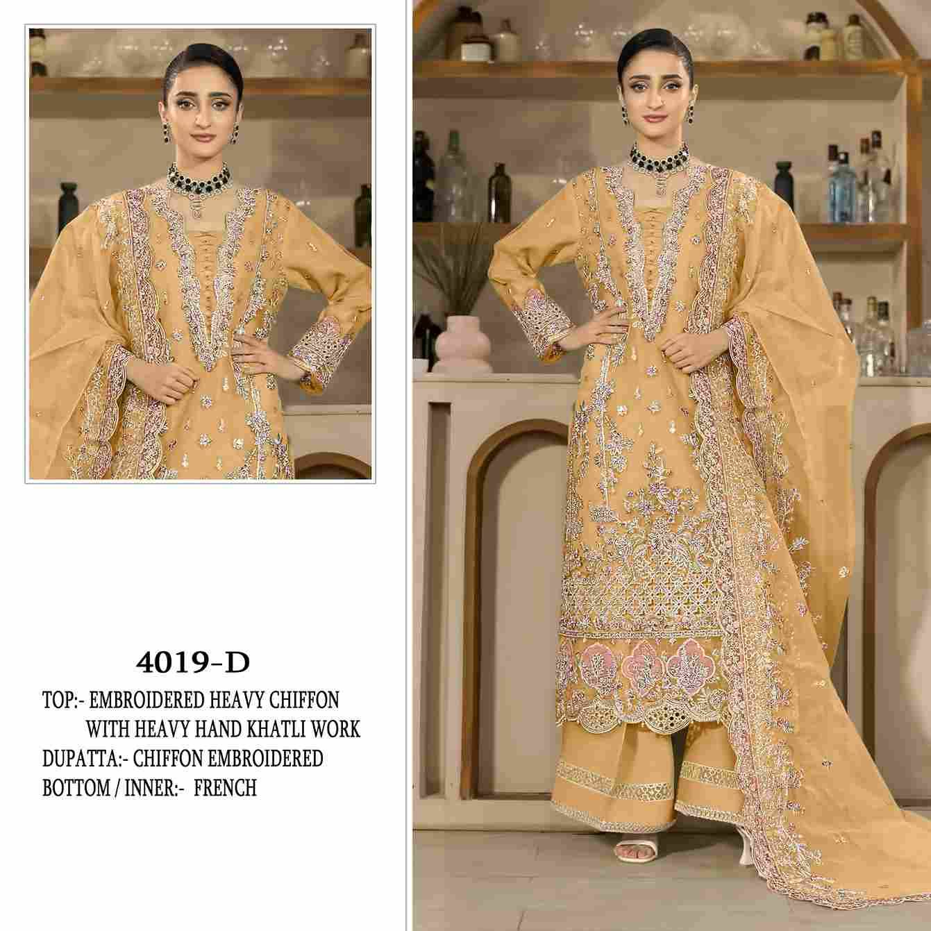 Shree Fabs Hit Design SF-4019 Colours By Shree Fabs SF-4019-A To SF-4019-D Series Beautiful Stylish Pakistani Suits Fancy Colorful Casual Wear & Ethnic Wear & Ready To Wear Chiffon Embroidery Dresses At Wholesale Price