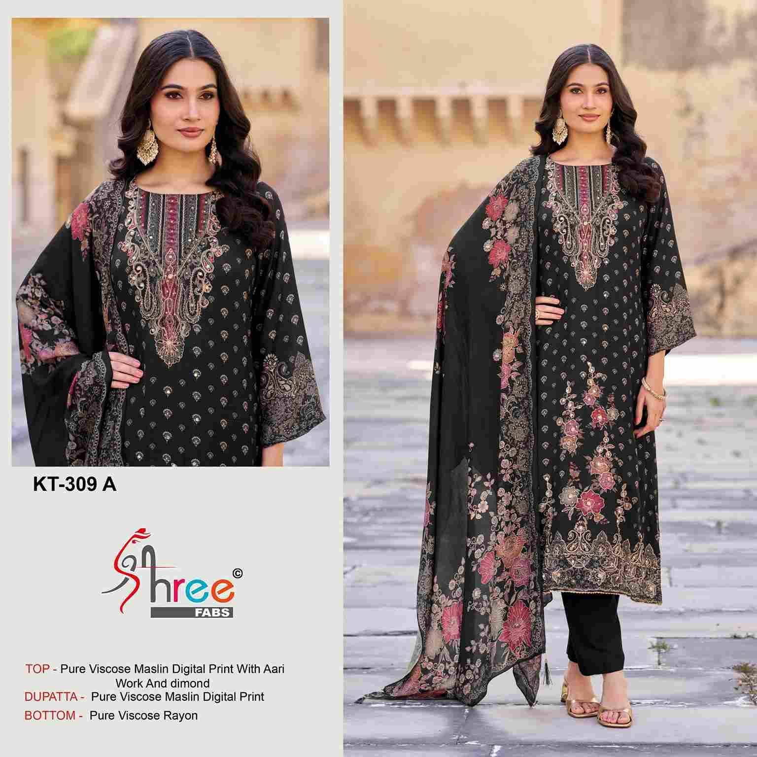 Shree Fabs Hit Design Kt-309 Colours By Shree Fabs KT-309-A To KT-309-D Series Designer Pakistani Suits Beautiful Fancy Stylish Colorful Party Wear & Occasional Wear Pure Viscose Muslin Embroidery Dresses At Wholesale Price