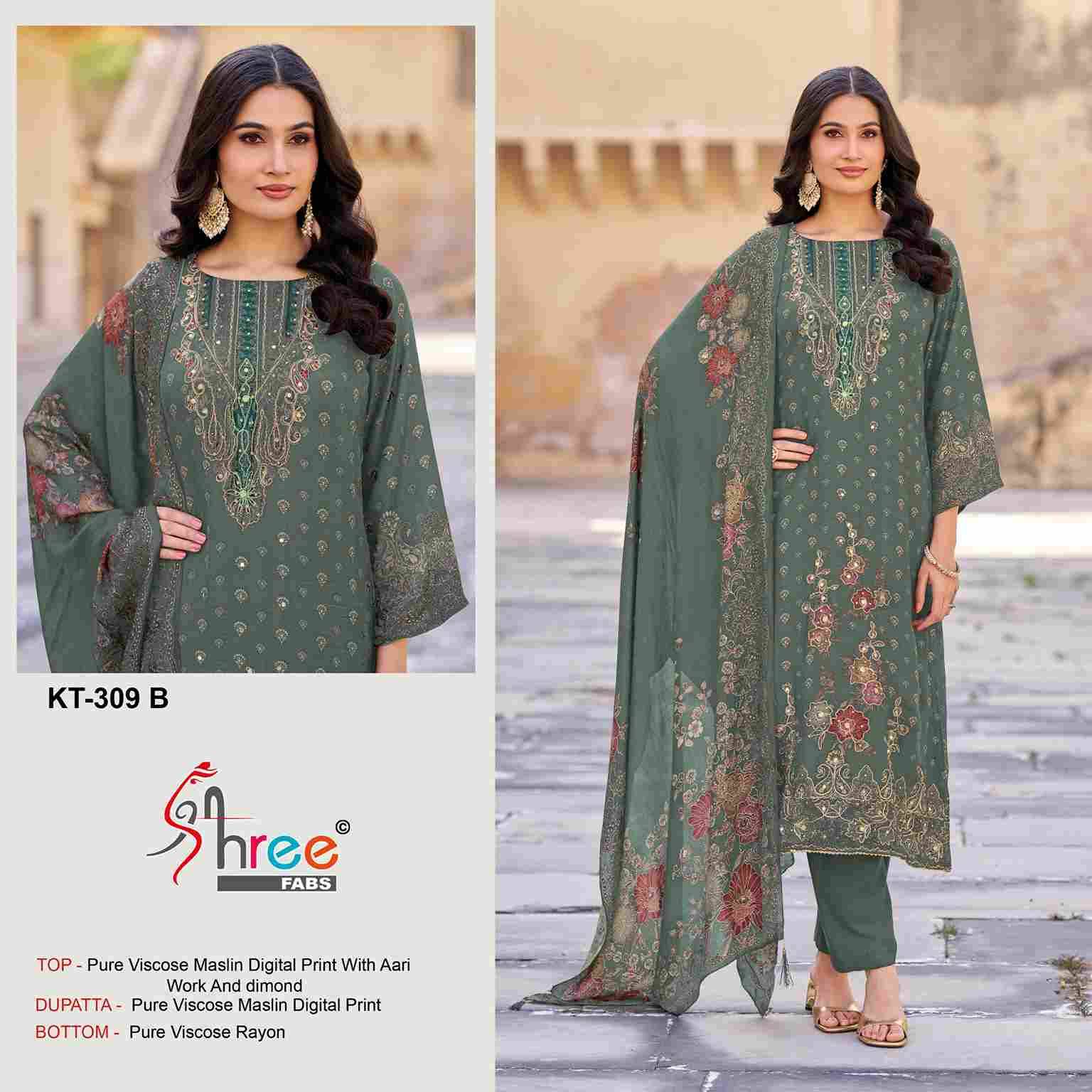 Shree Fabs Hit Design Kt-309 Colours By Shree Fabs KT-309-A To KT-309-D Series Designer Pakistani Suits Beautiful Fancy Stylish Colorful Party Wear & Occasional Wear Pure Viscose Muslin Embroidery Dresses At Wholesale Price