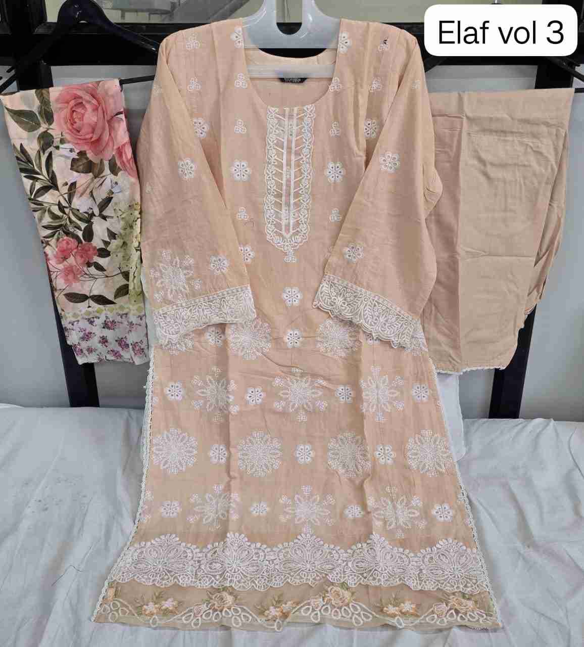 Elaf Vol-3 By Shraddha Designer 3001 To 3004 Series Designer Pakistani Suits Beautiful Stylish Fancy Colorful Party Wear & Occasional Wear Pure Cotton Print Embroidered Dresses At Wholesale Price