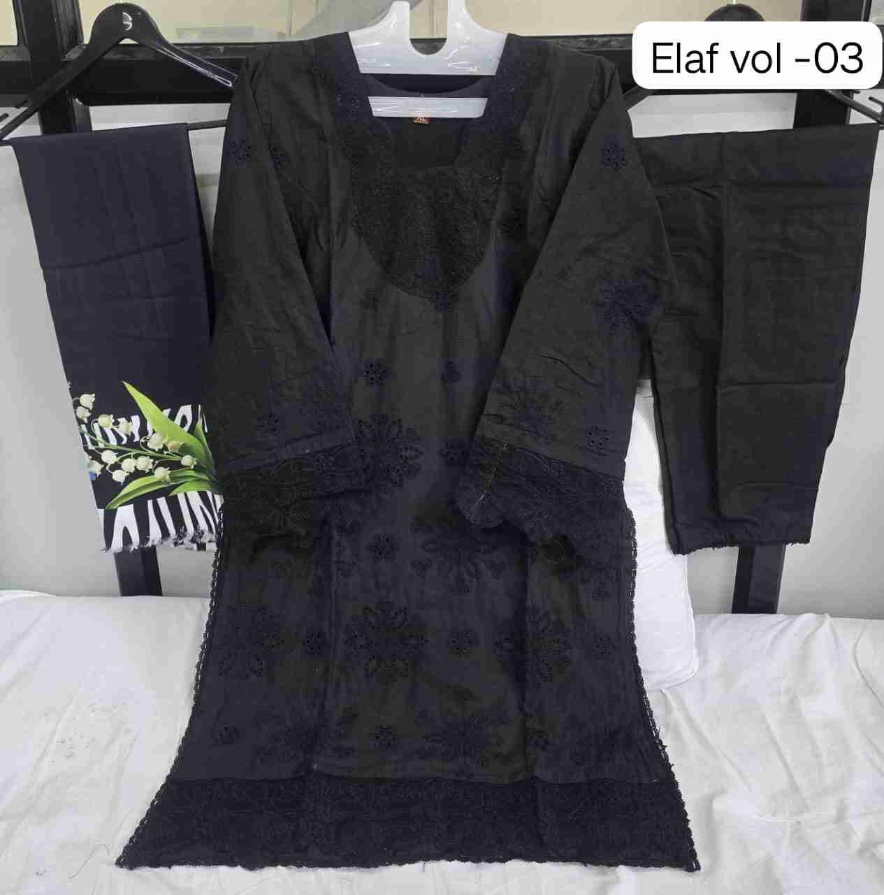 Elaf Vol-3 By Shraddha Designer 3001 To 3004 Series Designer Pakistani Suits Beautiful Stylish Fancy Colorful Party Wear & Occasional Wear Pure Cotton Print Embroidered Dresses At Wholesale Price